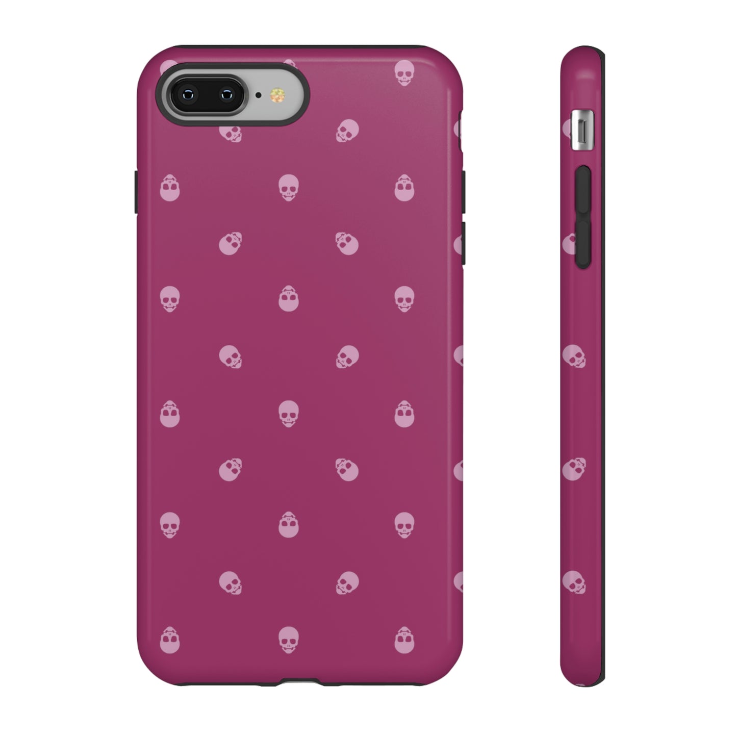 Tough Cases for Iphone, Samsung, Pixel - Fondant Pink Skulls Pattern on Orchid Flower