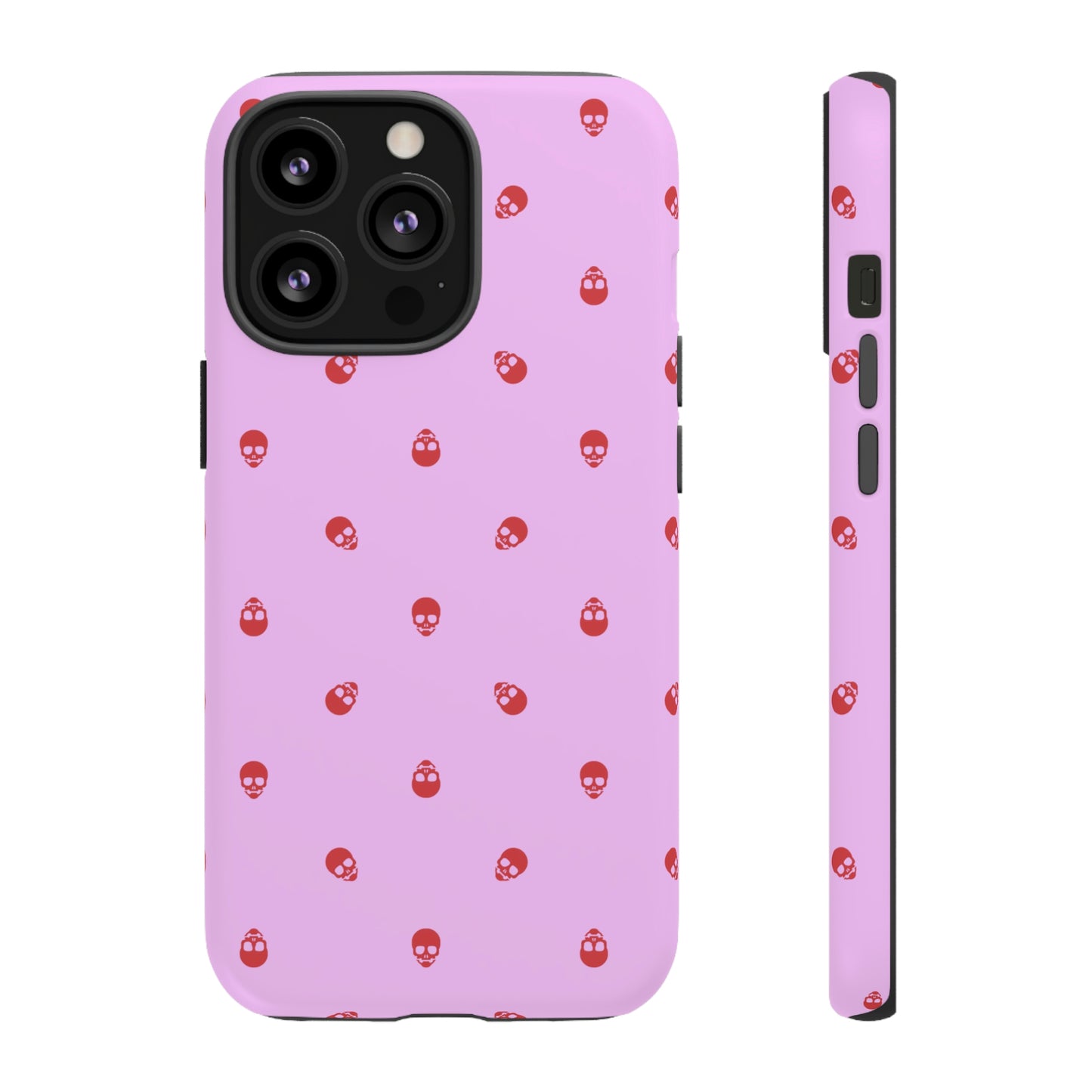 Tough Cases for Iphone, Samsung, Pixel - Luscious Red Skulls on Fondant Pink