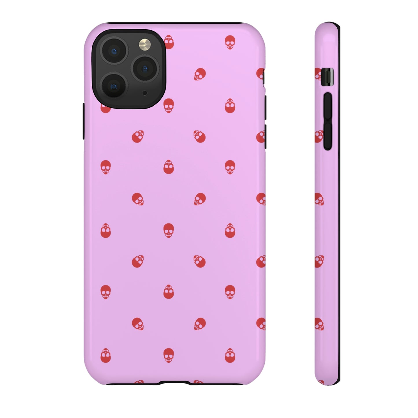 Tough Cases for Iphone, Samsung, Pixel - Luscious Red Skulls on Fondant Pink