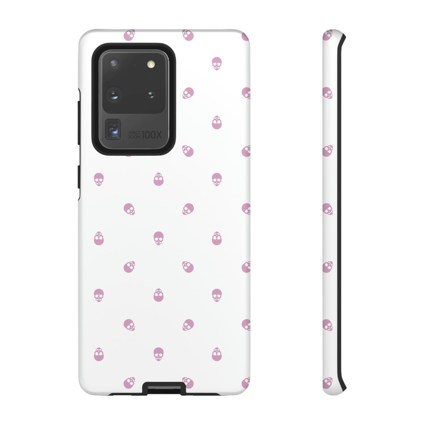 Tough Cases for Iphone, Samsung, Pixel - Fondant Pink Skull Pattern on White