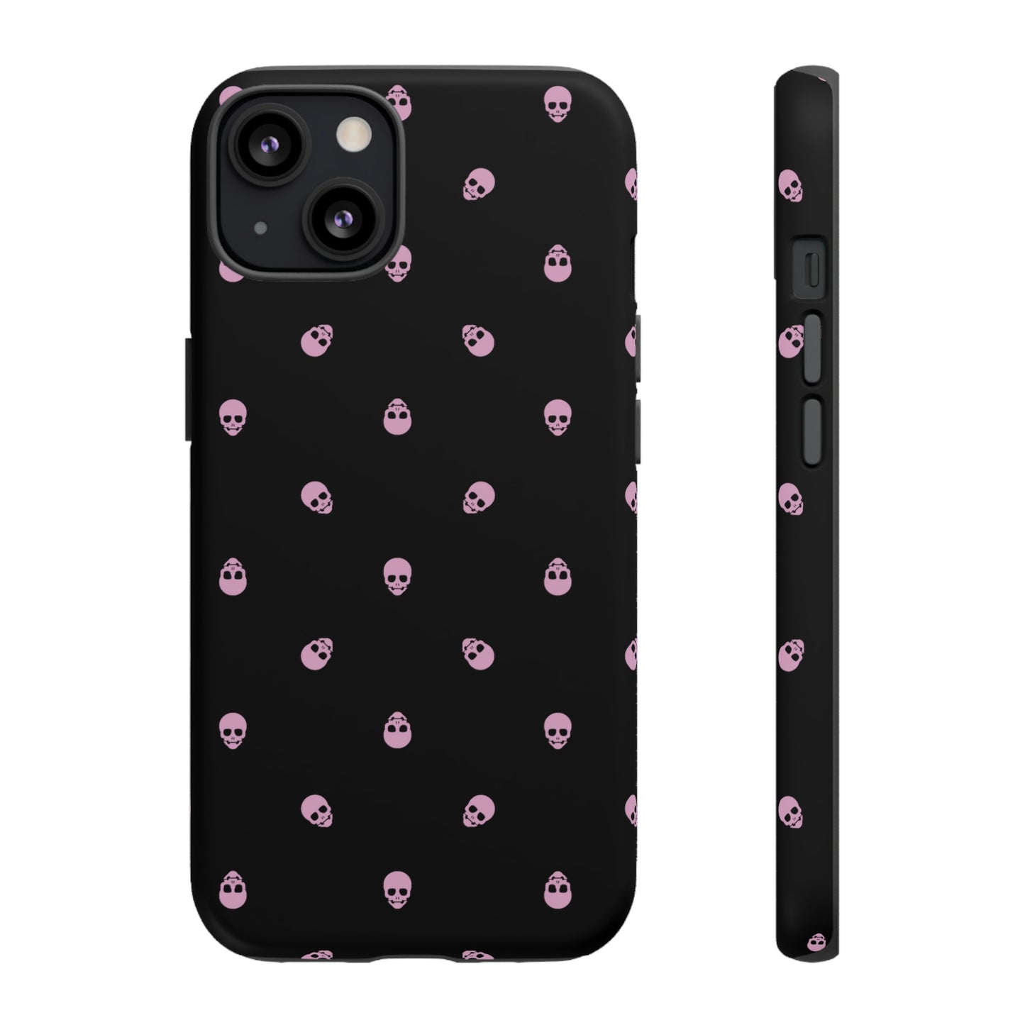 Tough Cases for Iphone, Samsung, Pixel - Fondant Pink Skulls Pattern on Black