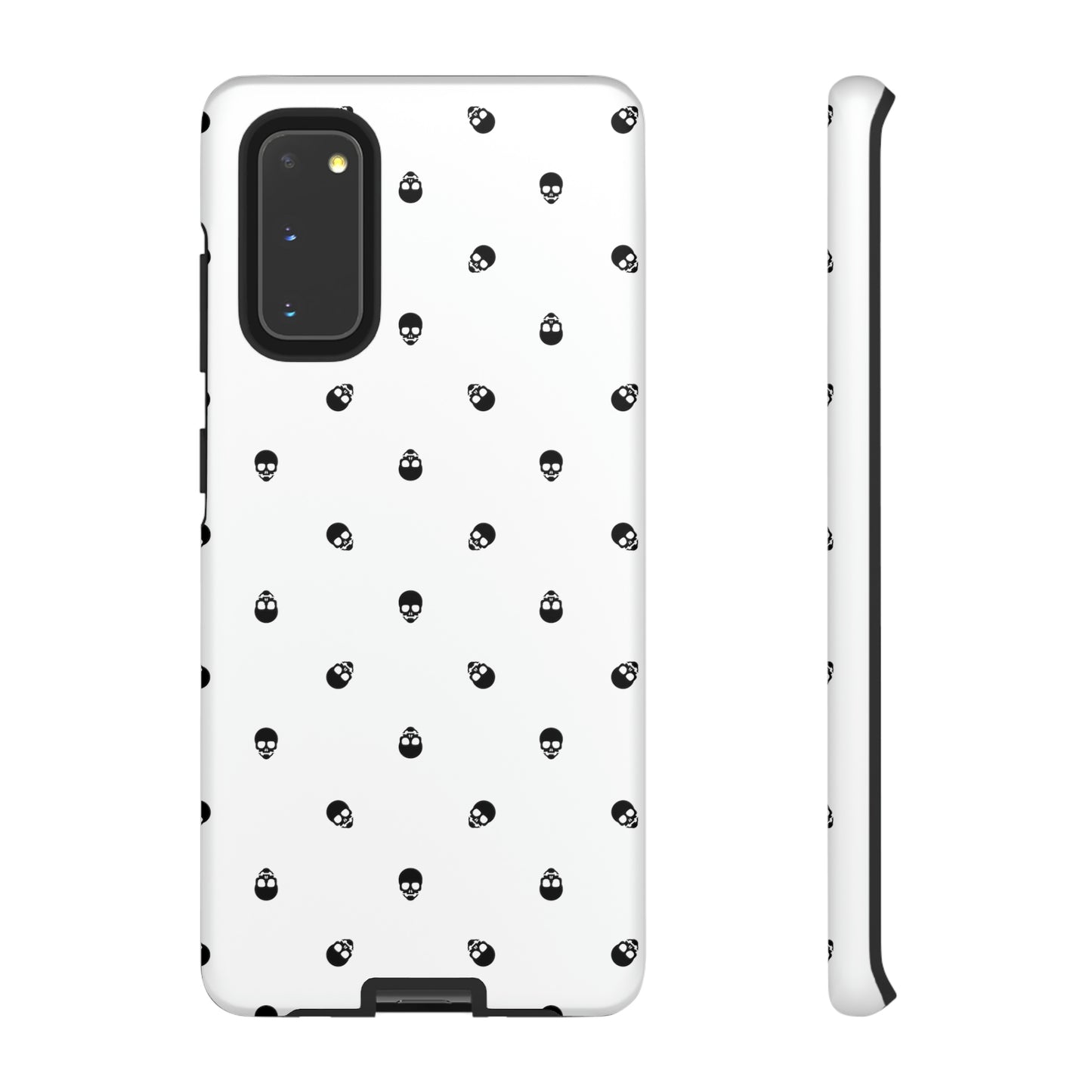 Tough Cases for Iphone, Samsung, Pixel - Black Skull Pattern on White