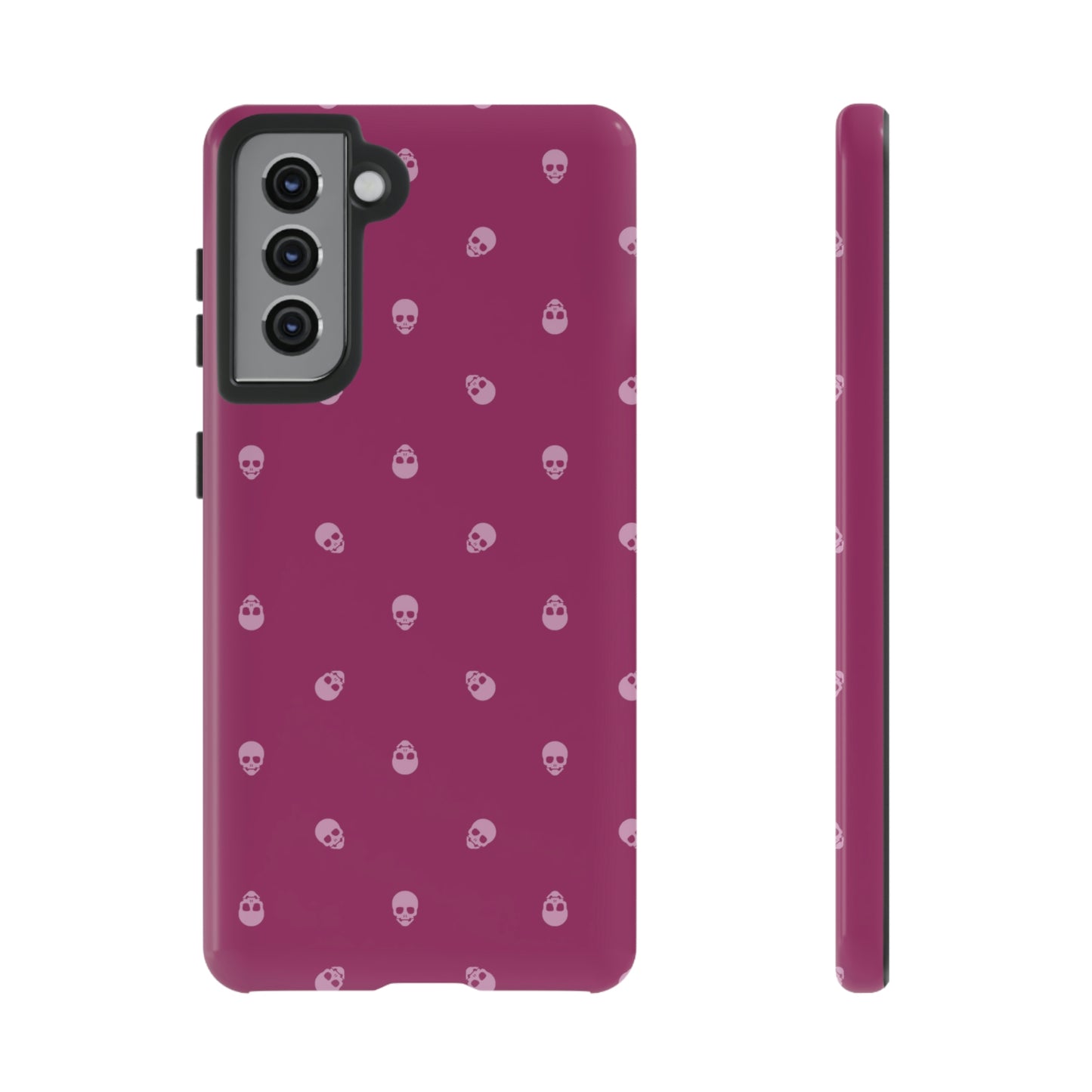 Tough Cases for Iphone, Samsung, Pixel - Fondant Pink Skulls Pattern on Orchid Flower