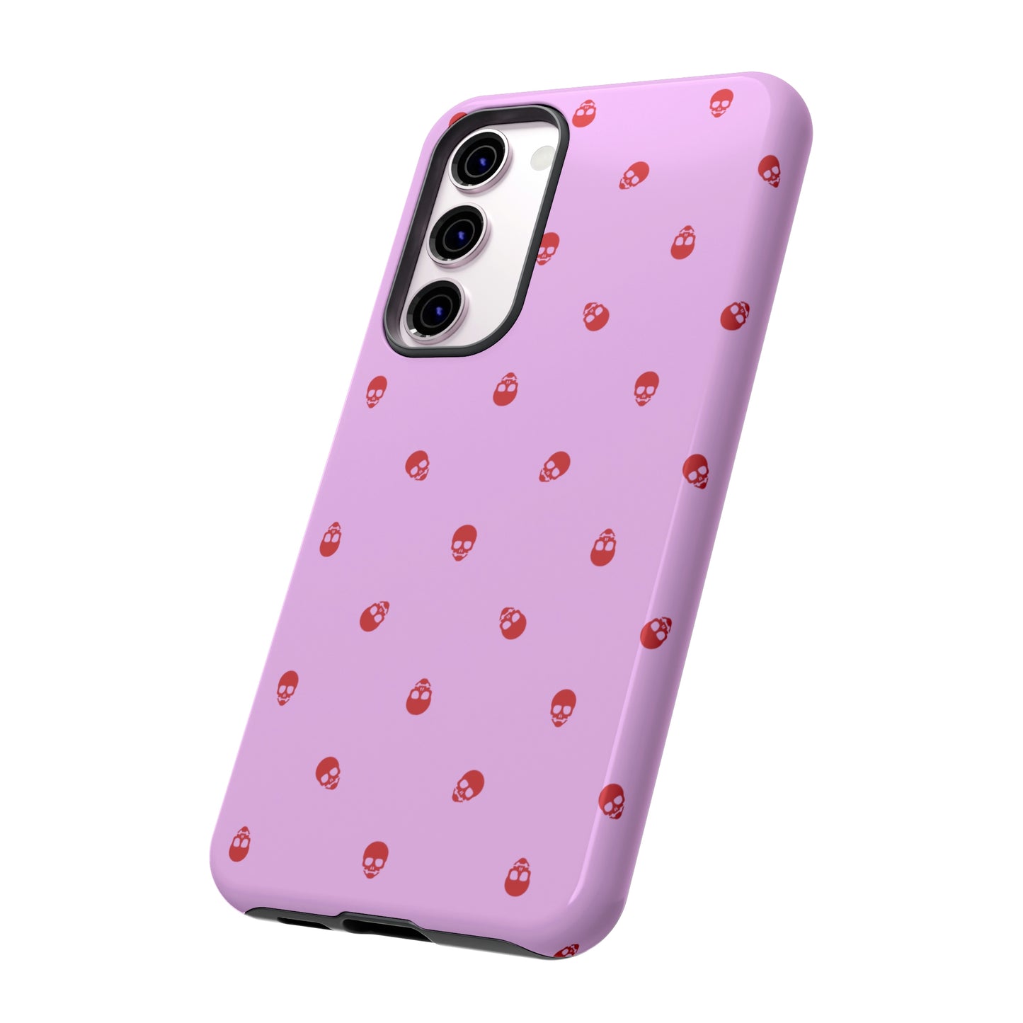 Tough Cases for Iphone, Samsung, Pixel - Luscious Red Skulls on Fondant Pink