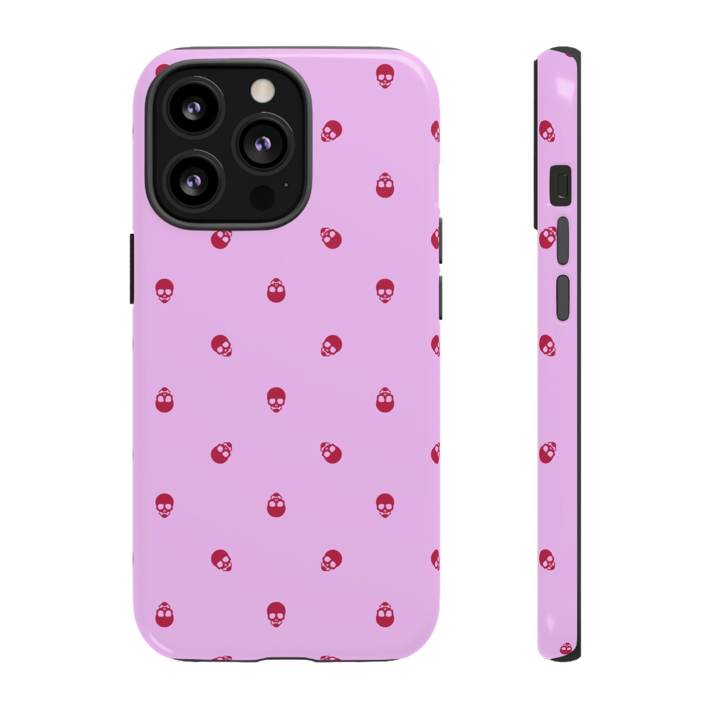 Tough Cases for Iphone, Samsung, Pixel - Viva Magenta Skulls Pattern on Fondant Pink