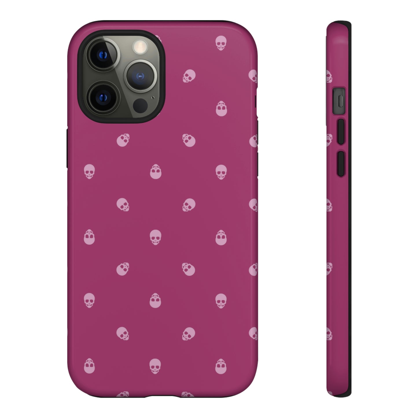 Tough Cases for Iphone, Samsung, Pixel - Fondant Pink Skulls Pattern on Orchid Flower