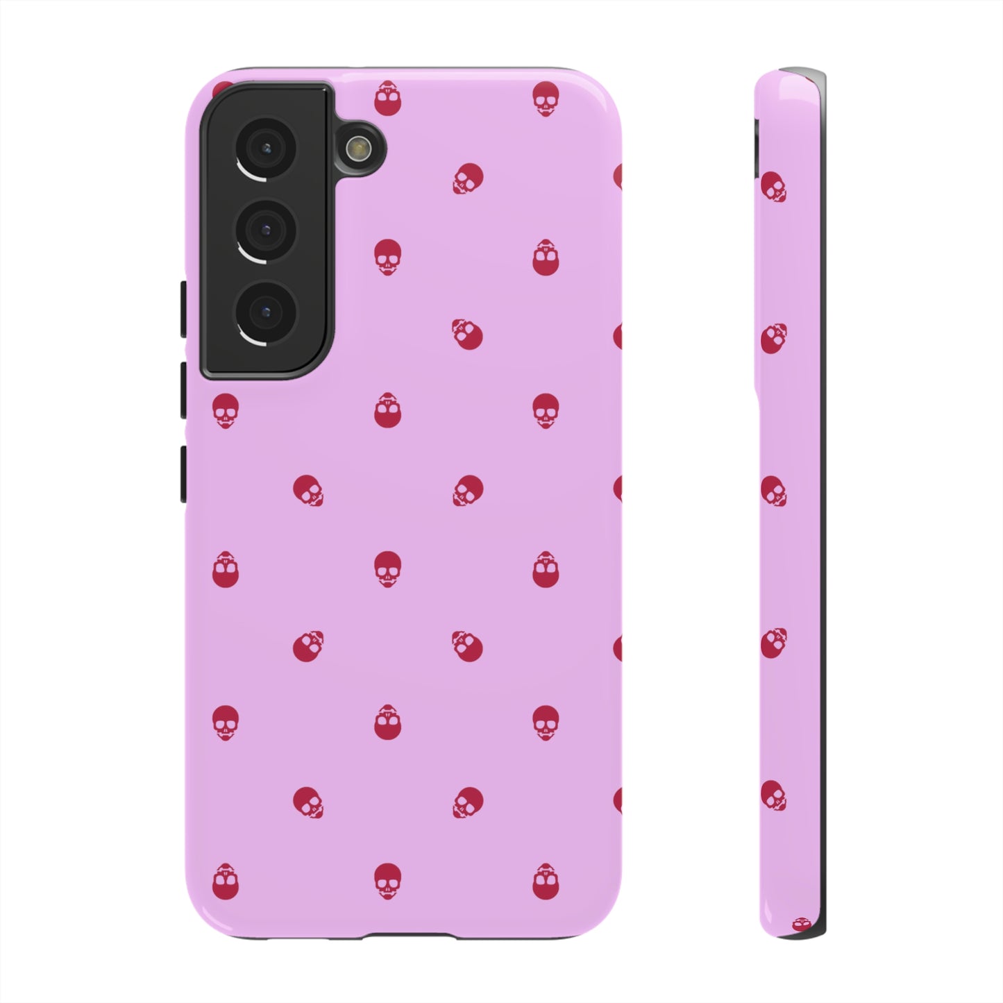 Tough Cases for Iphone, Samsung, Pixel - Viva Magenta Skulls Pattern on Fondant Pink