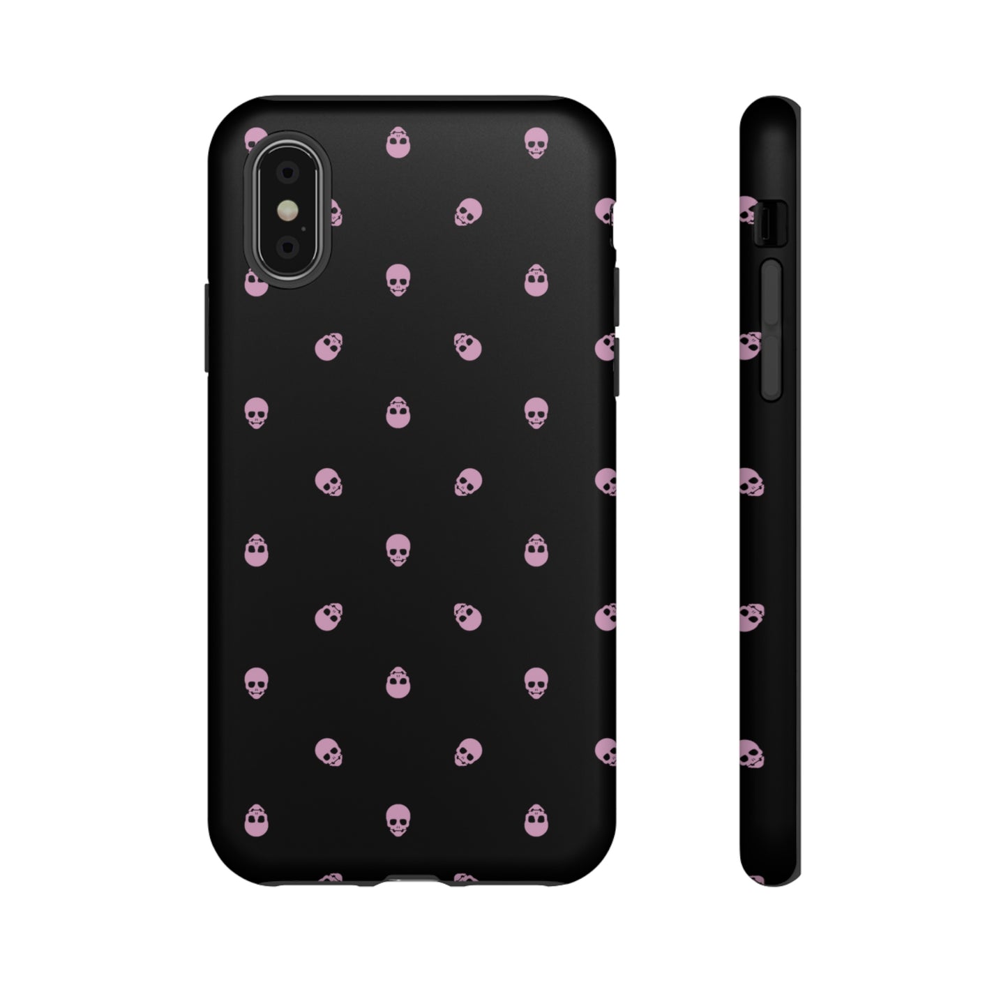 Tough Cases for Iphone, Samsung, Pixel - Fondant Pink Skulls Pattern on Black