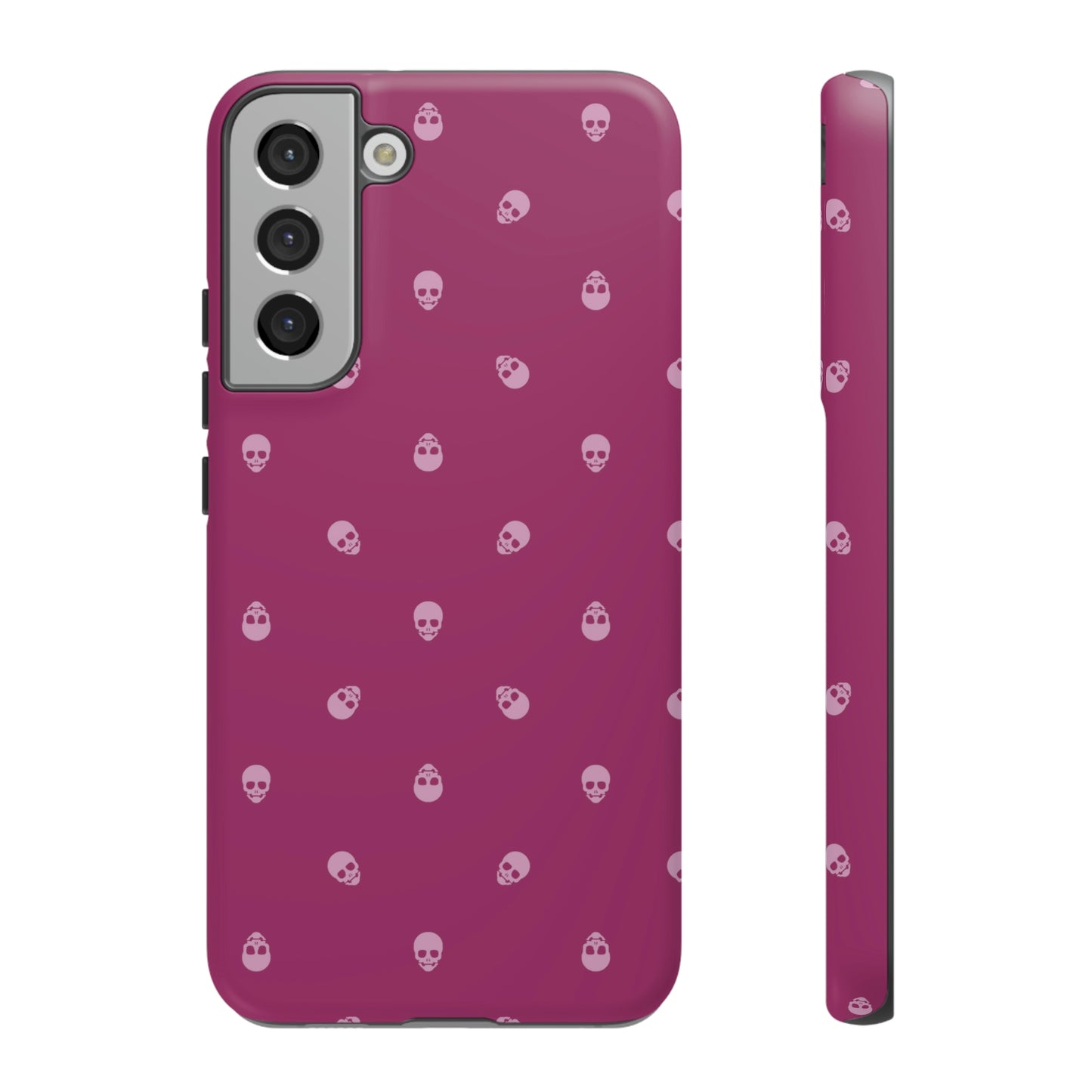 Tough Cases for Iphone, Samsung, Pixel - Fondant Pink Skulls Pattern on Orchid Flower