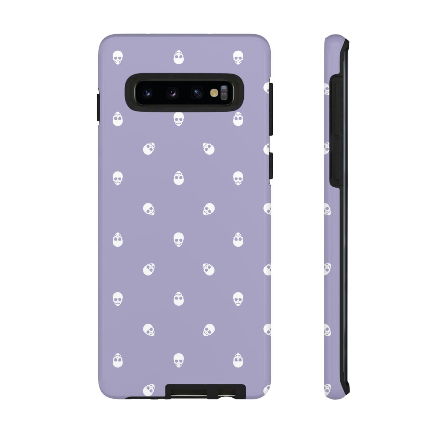 Tough Cases for Iphone, Samsung, Pixel - White Skulls Pattern on Digital Lavender