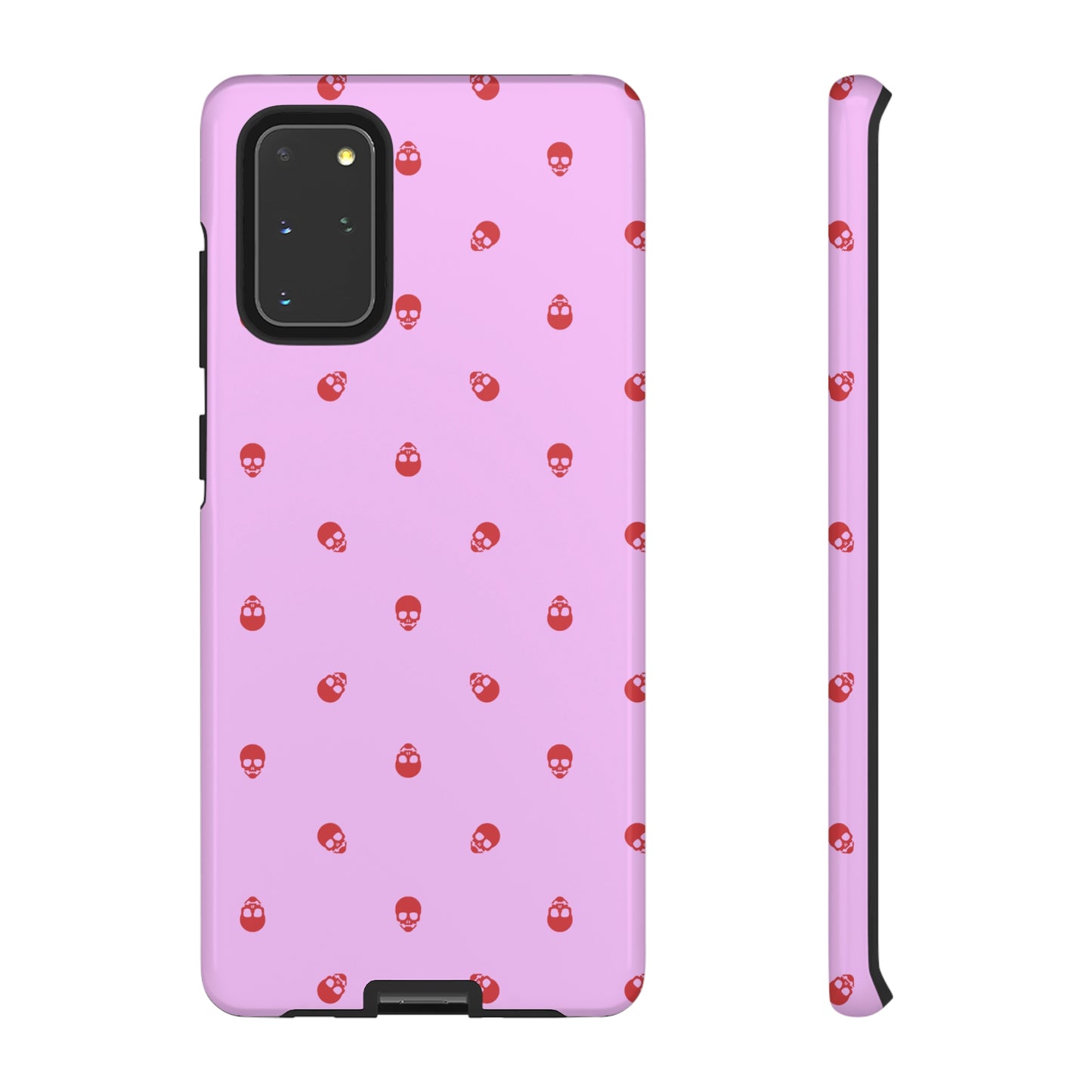 Tough Cases for Iphone, Samsung, Pixel - Luscious Red Skulls on Fondant Pink