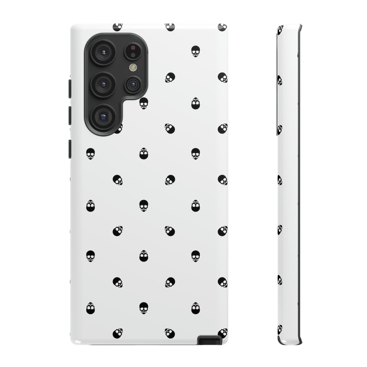 Tough Cases for Iphone, Samsung, Pixel - Black Skull Pattern on White