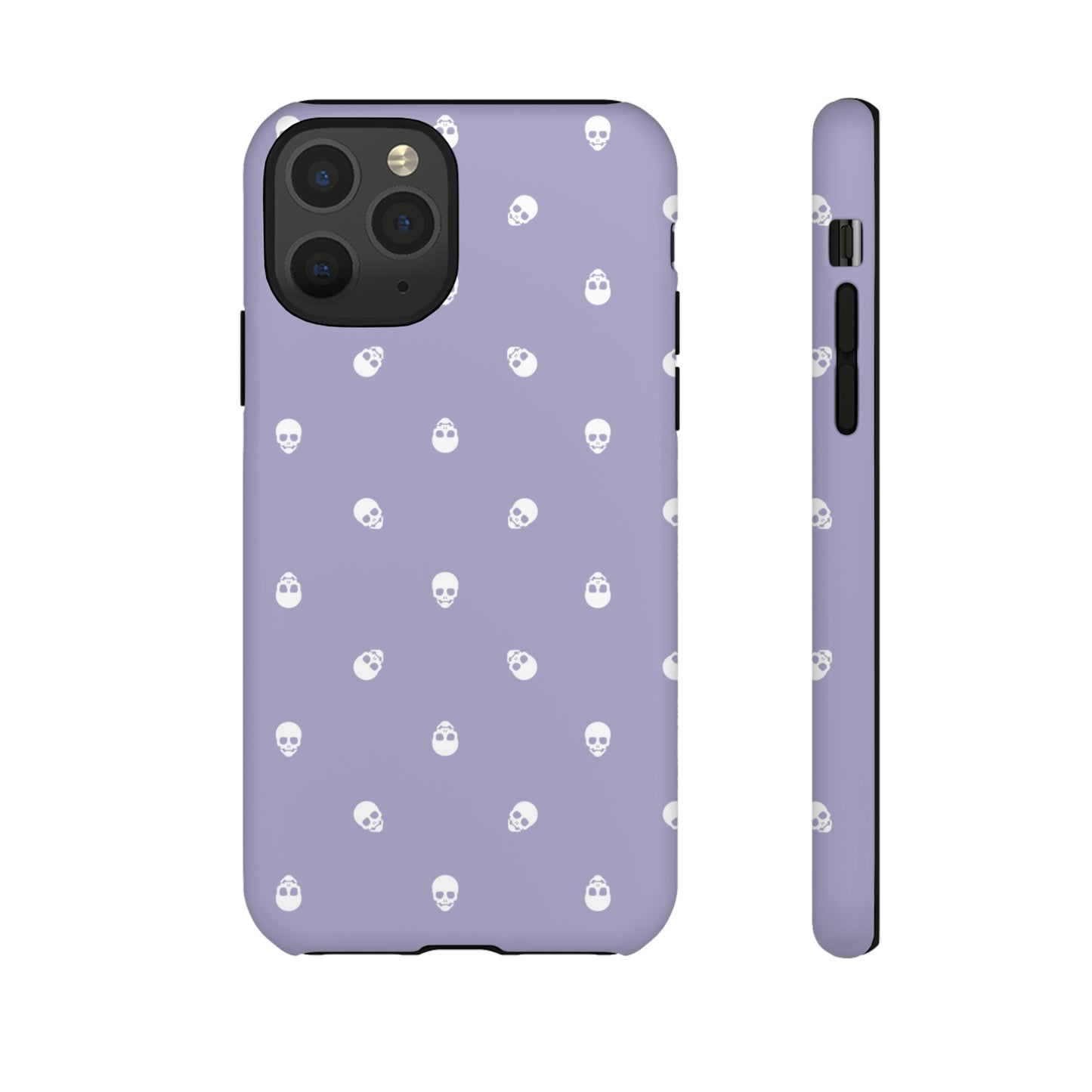 Tough Cases for Iphone, Samsung, Pixel - White Skulls Pattern on Digital Lavender