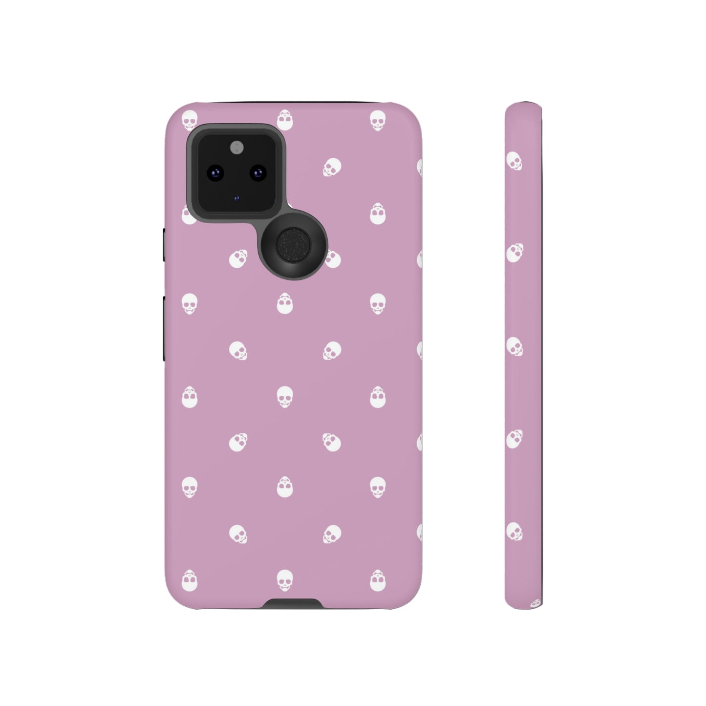 Tough Cases for Iphone, Samsung, Pixel - White Skulls Pattern on Fondant Pink