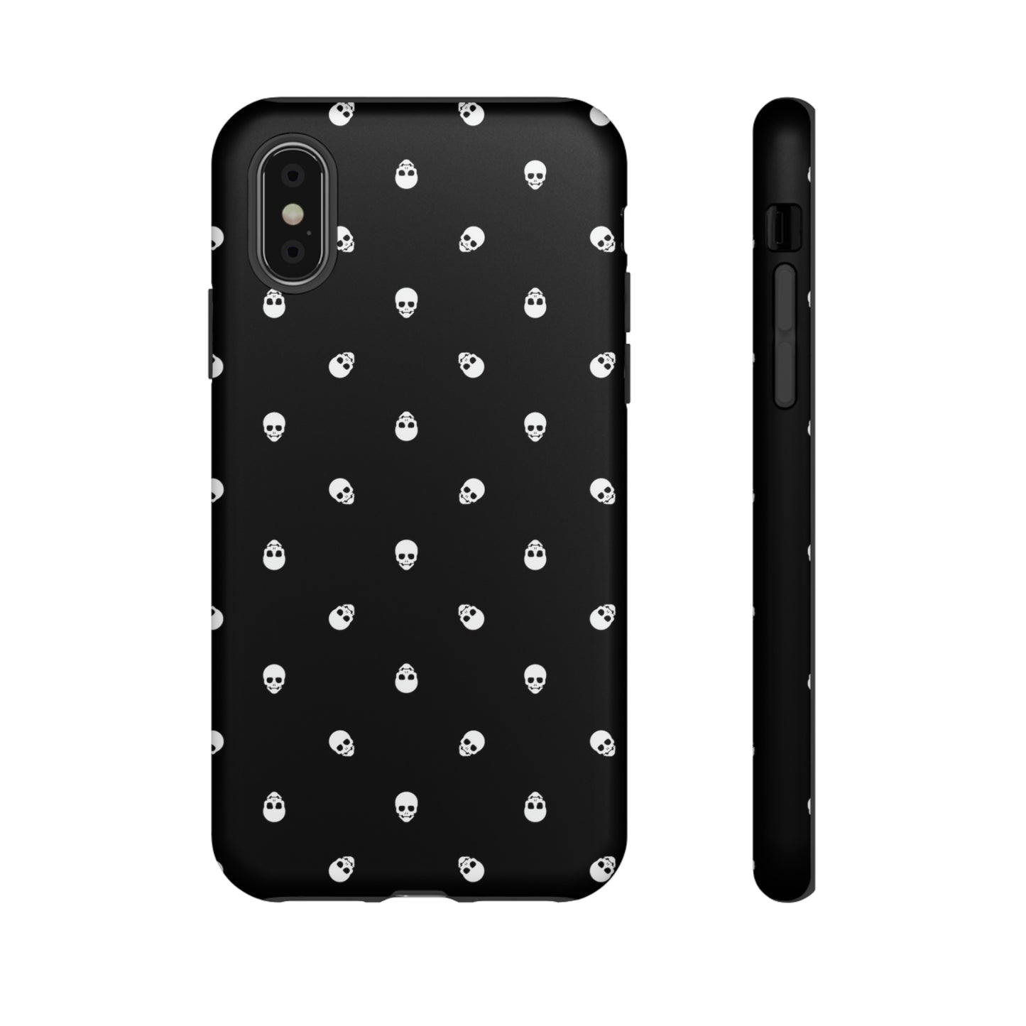 Tough Cases for Iphone, Samsung, Pixel - White Skulls on Black