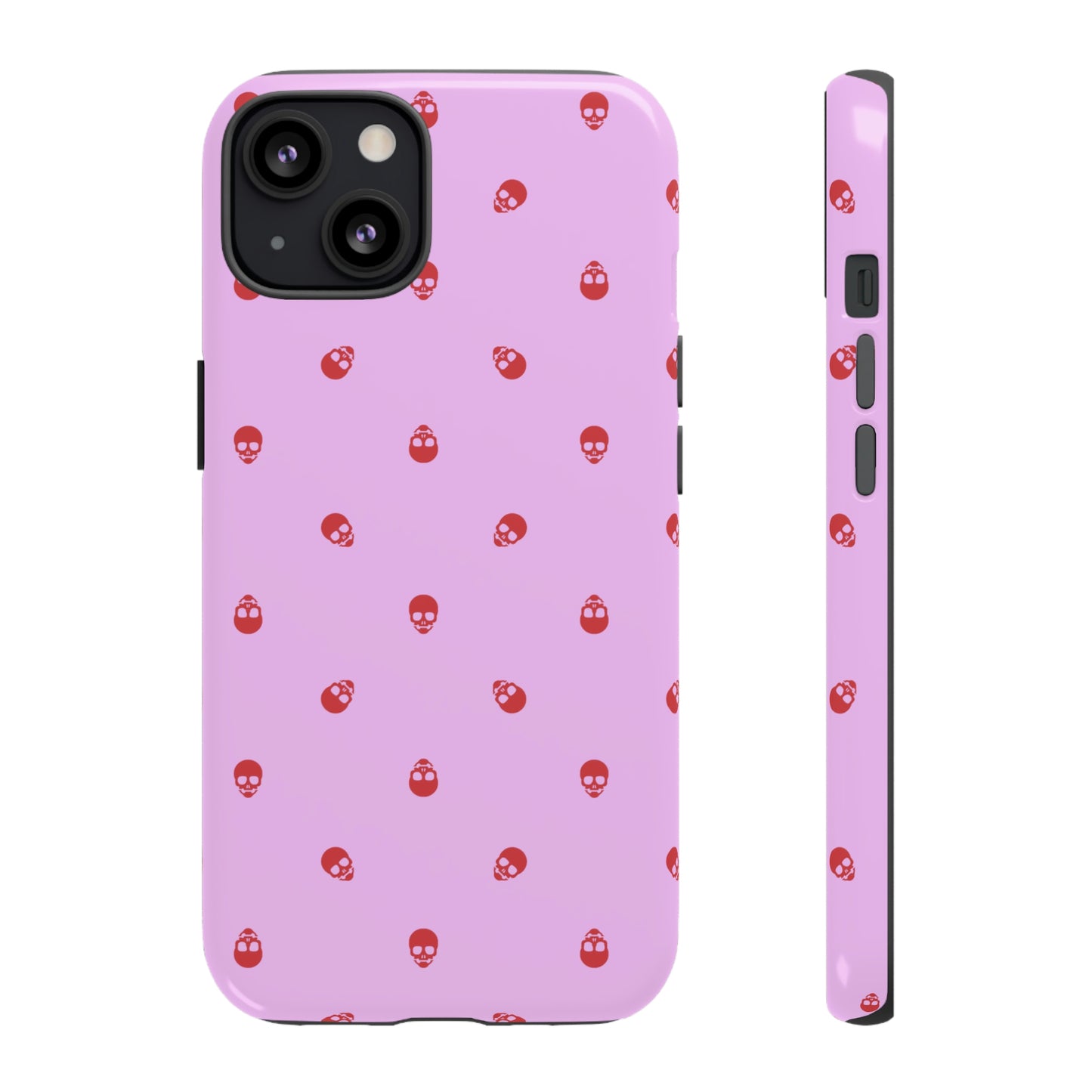 Tough Cases for Iphone, Samsung, Pixel - Luscious Red Skulls on Fondant Pink