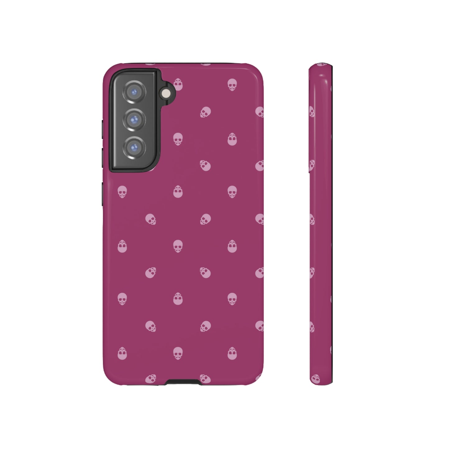 Tough Cases for Iphone, Samsung, Pixel - Fondant Pink Skulls Pattern on Orchid Flower