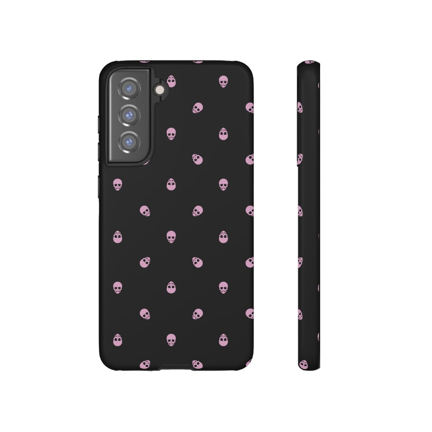 Tough Cases for Iphone, Samsung, Pixel - Fondant Pink Skulls Pattern on Black