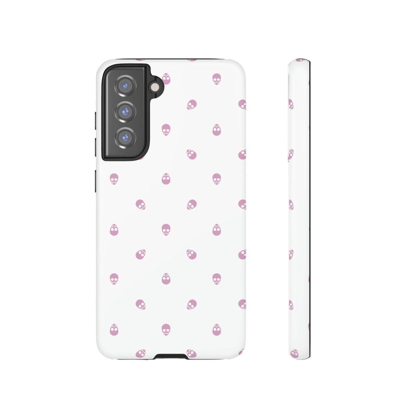 Tough Cases for Iphone, Samsung, Pixel - Fondant Pink Skull Pattern on White