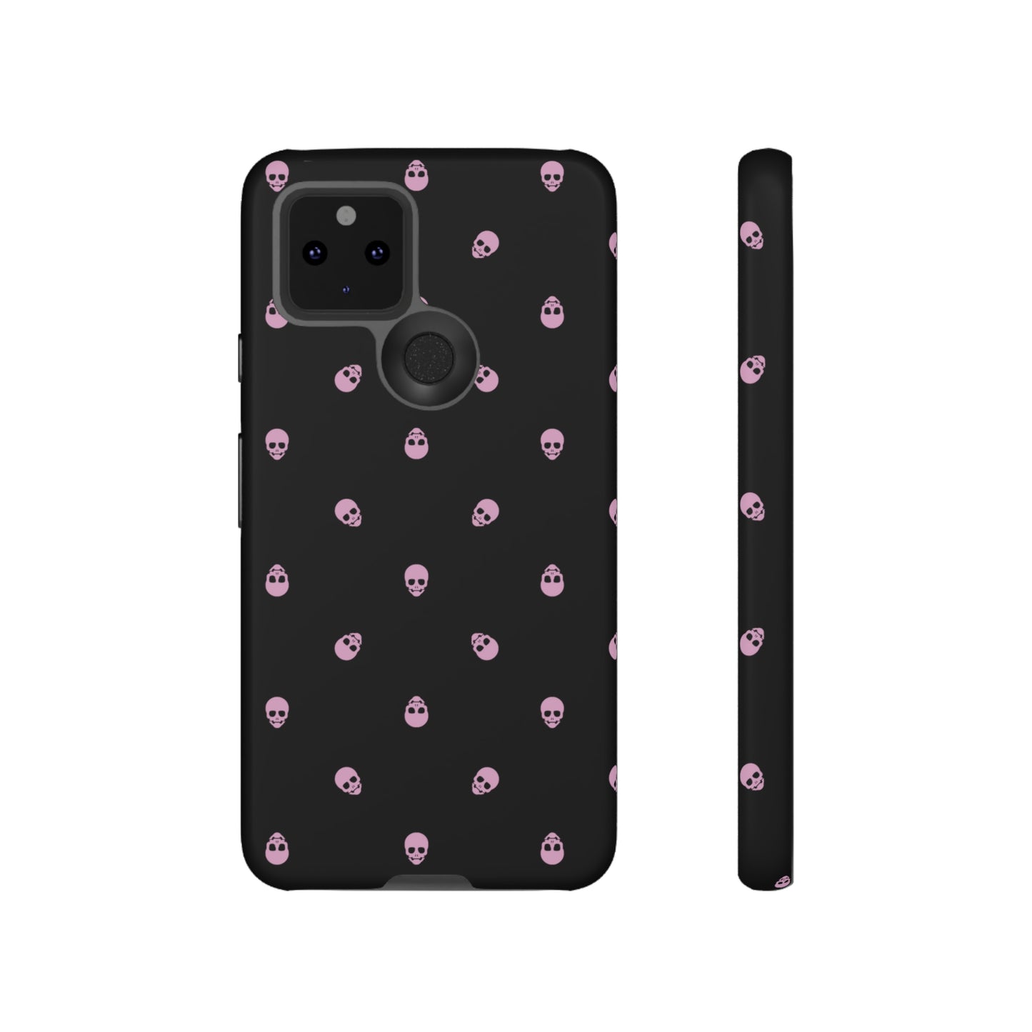 Tough Cases for Iphone, Samsung, Pixel - Fondant Pink Skulls Pattern on Black