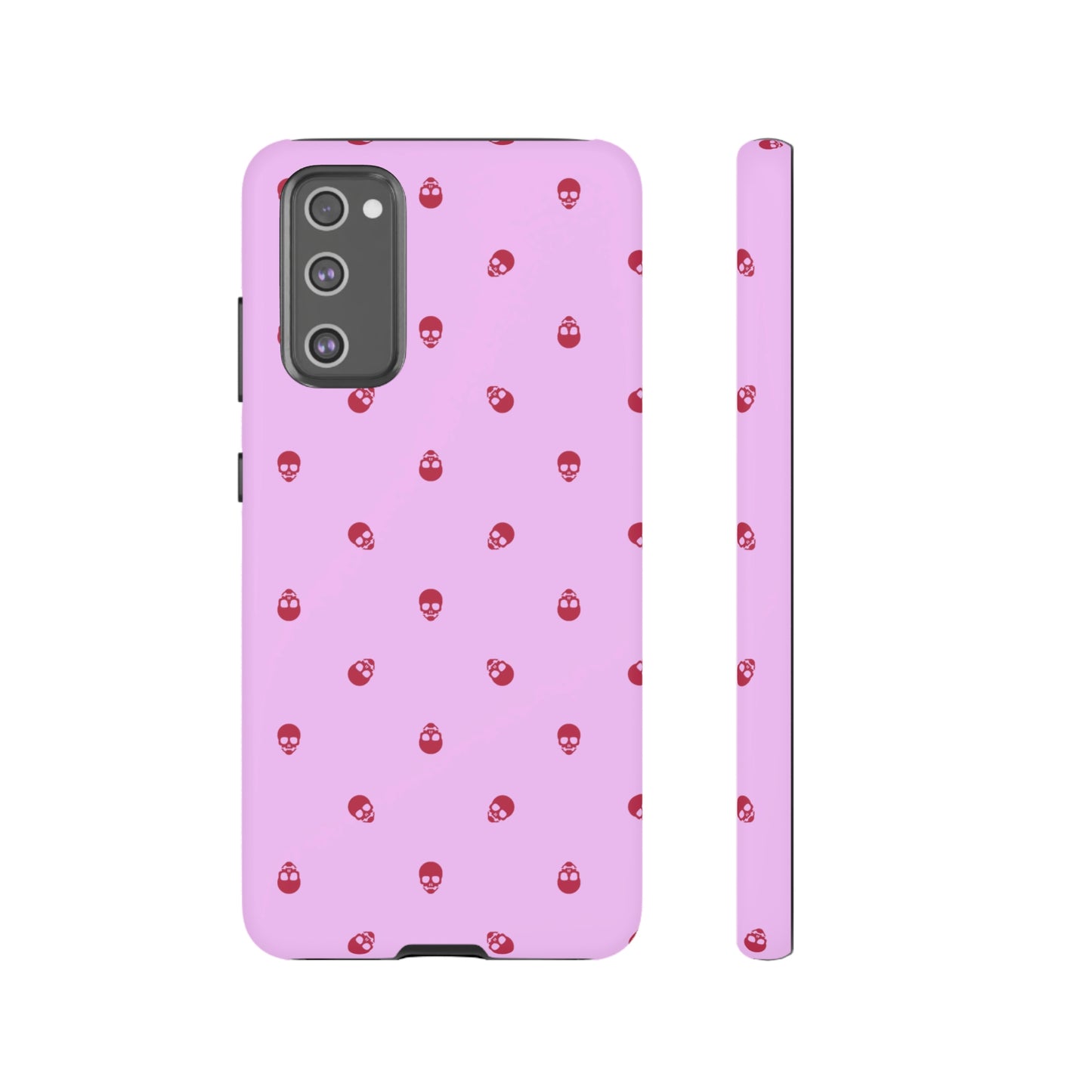 Tough Cases for Iphone, Samsung, Pixel - Viva Magenta Skulls Pattern on Fondant Pink