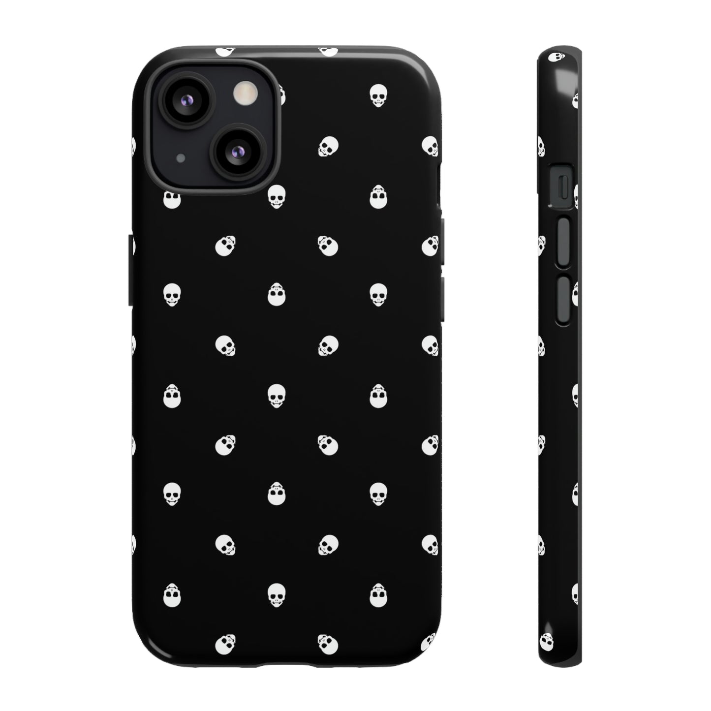 Tough Cases for Iphone, Samsung, Pixel - White Skulls on Black