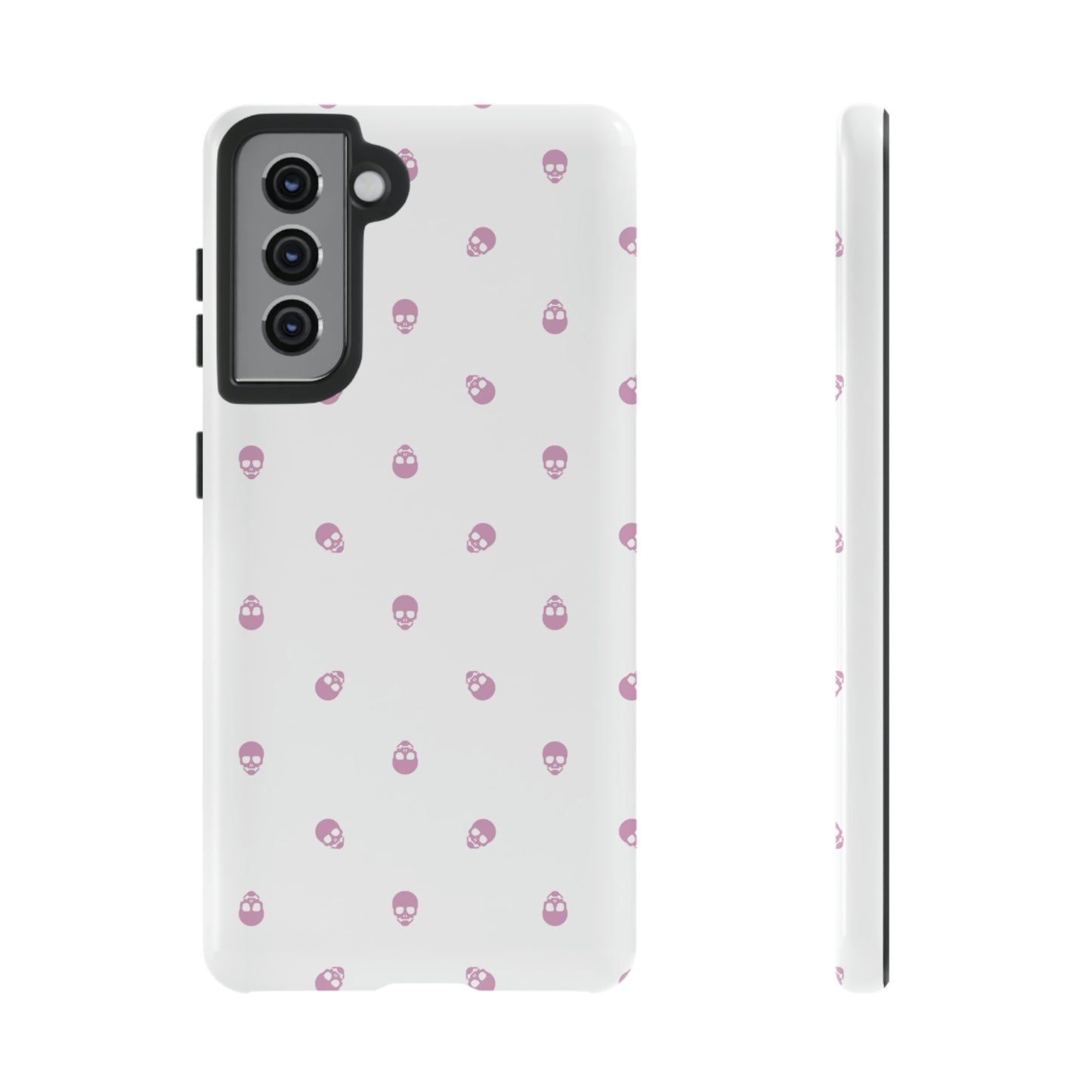 Tough Cases for Iphone, Samsung, Pixel - Fondant Pink Skull Pattern on White