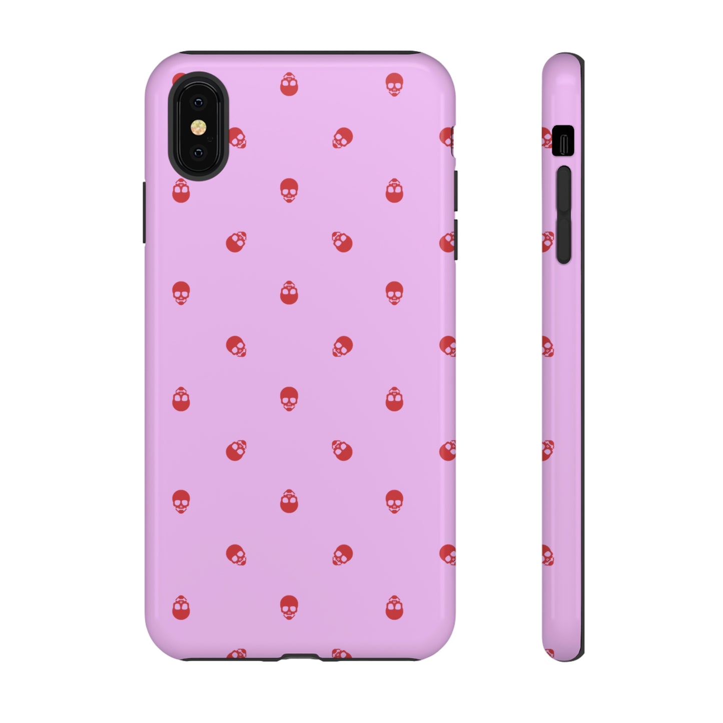 Tough Cases for Iphone, Samsung, Pixel - Luscious Red Skulls on Fondant Pink