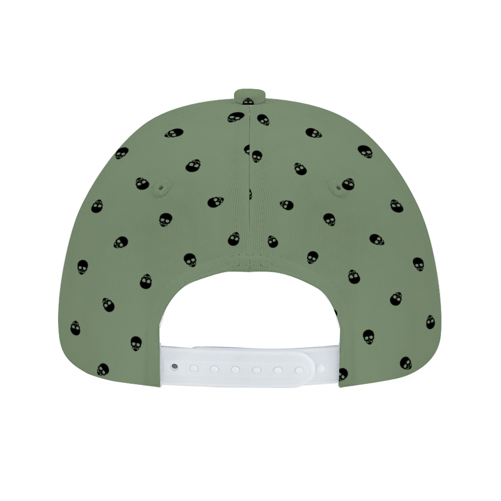 Jade Green with Black Skulls Baseball Cap