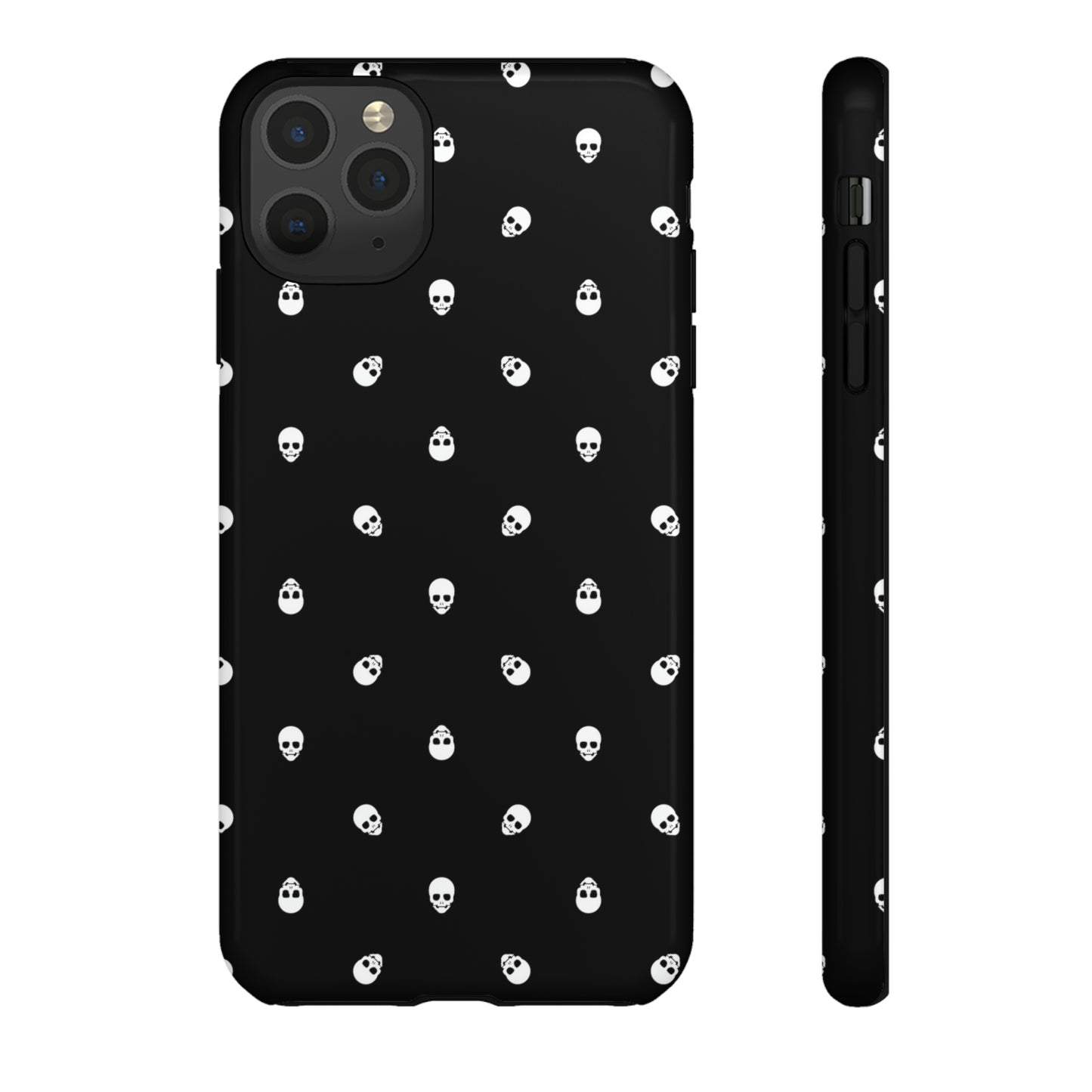 Tough Cases for Iphone, Samsung, Pixel - White Skulls on Black