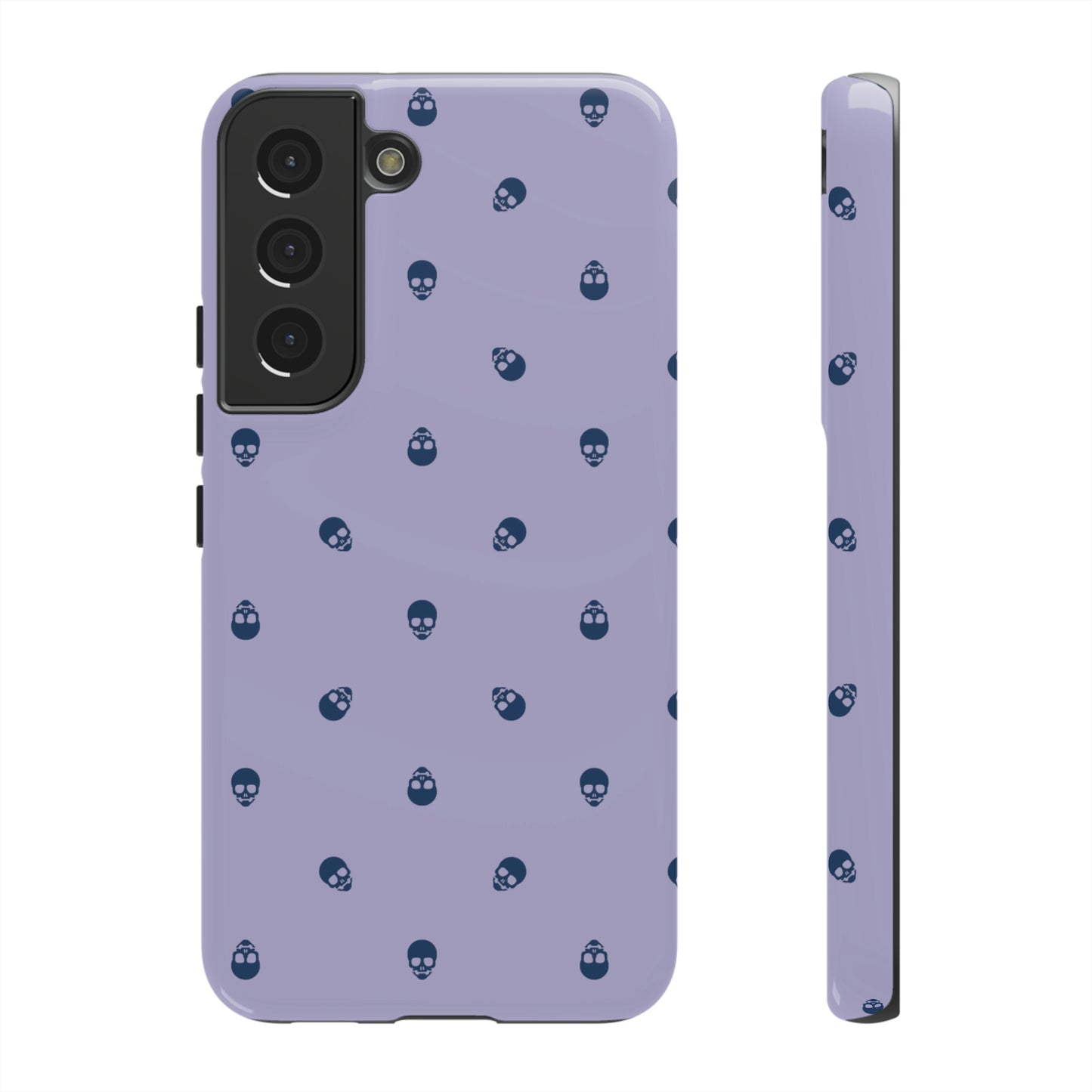 Tough Cases for Iphone, Samsung, Pixel - Lazuli Blue Skulls Pattern on Digital Lavender