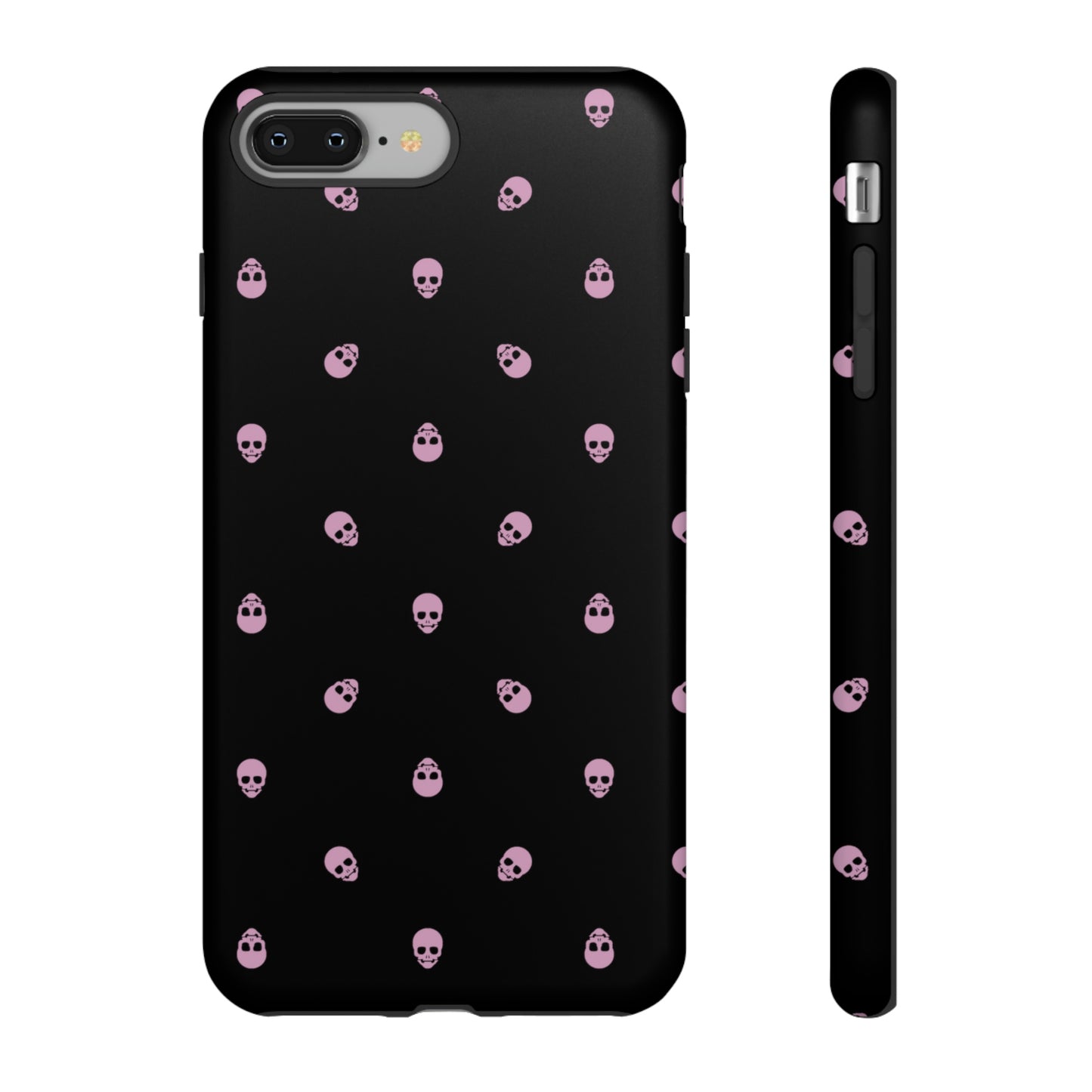 Tough Cases for Iphone, Samsung, Pixel - Fondant Pink Skulls Pattern on Black