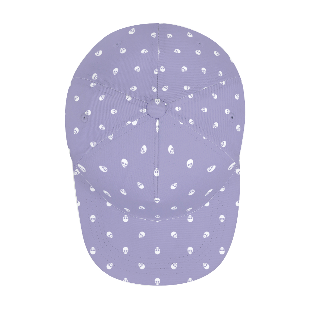 Digital Lavender with White Skulls Baseball Cap