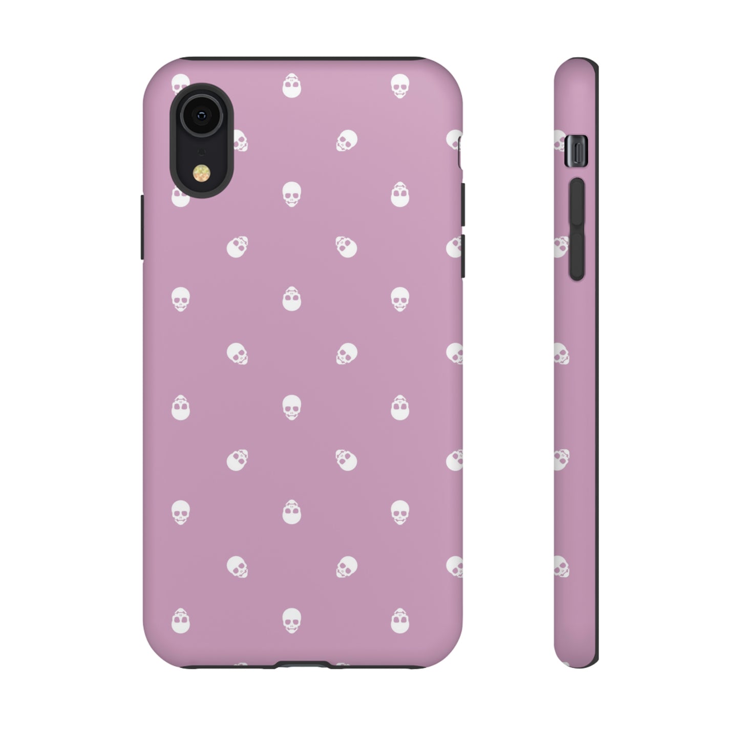 Tough Cases for Iphone, Samsung, Pixel - White Skulls Pattern on Fondant Pink