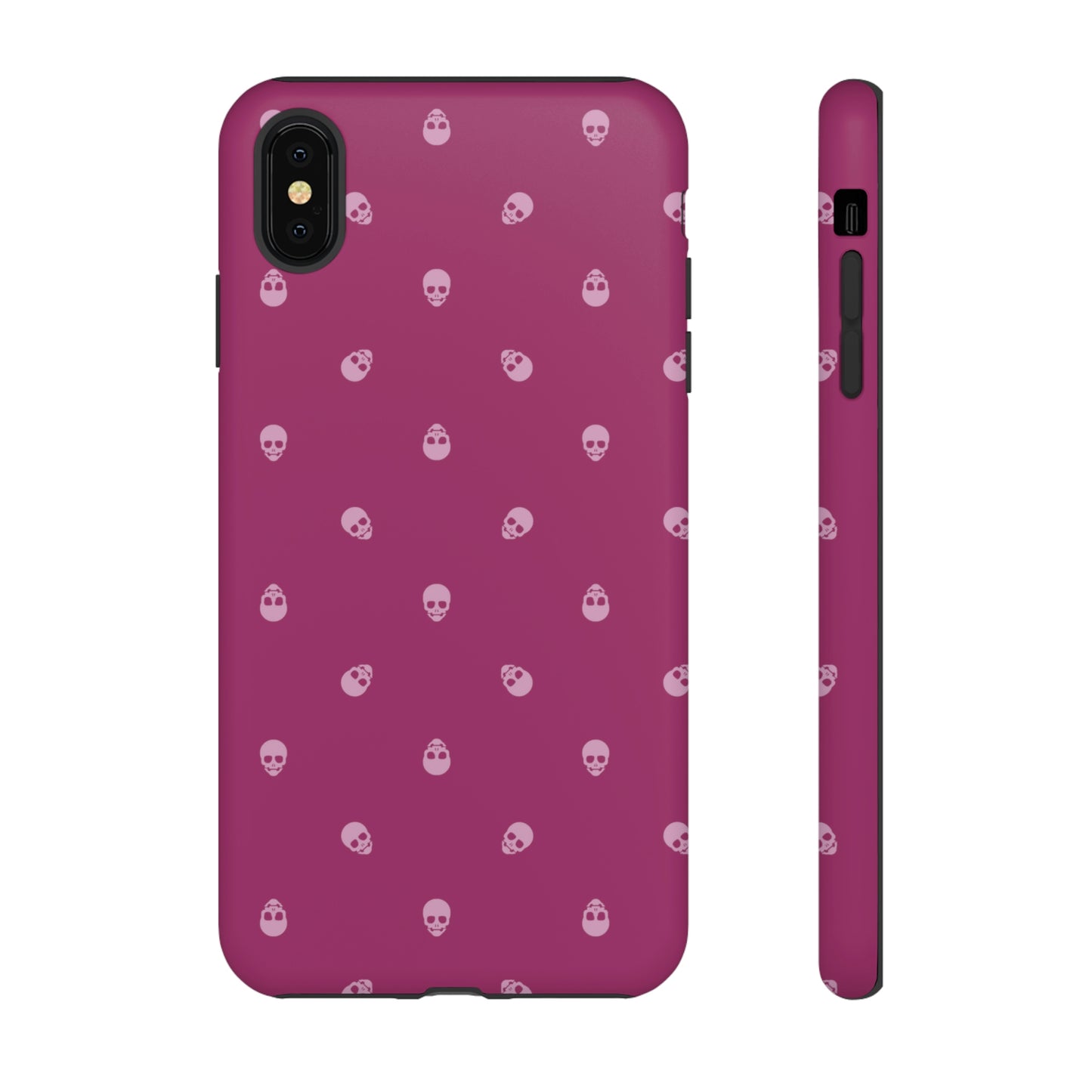 Tough Cases for Iphone, Samsung, Pixel - Fondant Pink Skulls Pattern on Orchid Flower