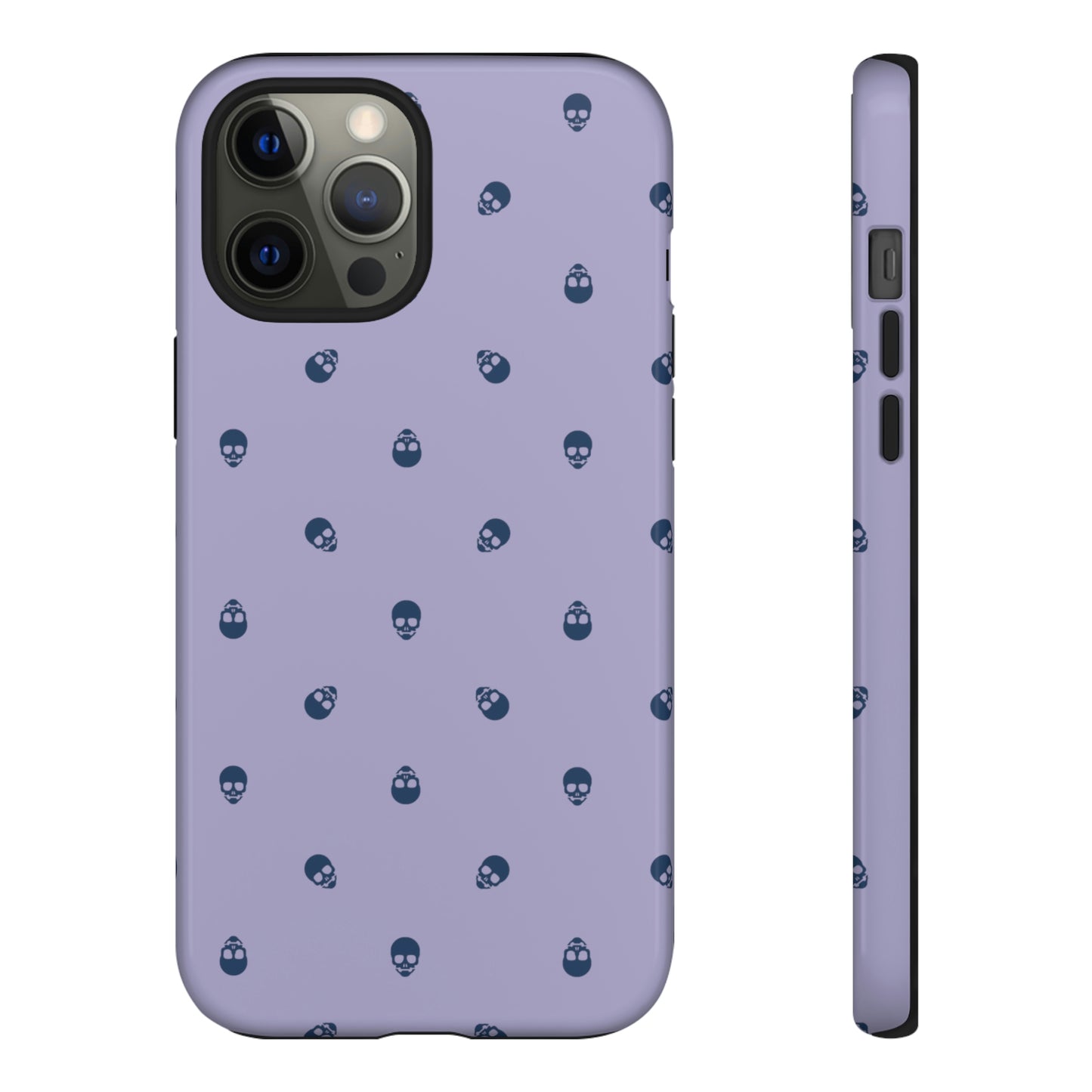 Tough Cases for Iphone, Samsung, Pixel - Lazuli Blue Skulls Pattern on Digital Lavender