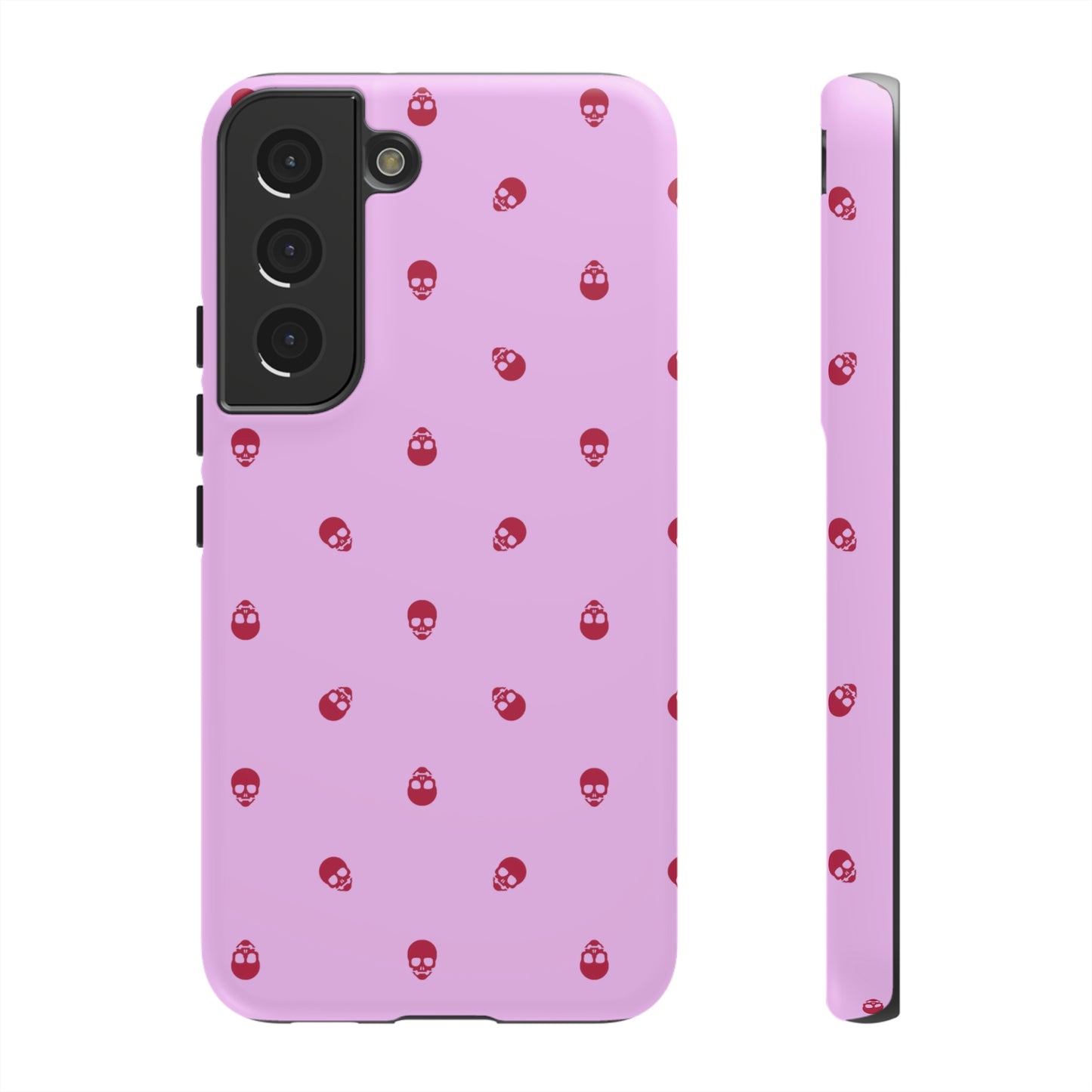 Tough Cases for Iphone, Samsung, Pixel - Viva Magenta Skulls Pattern on Fondant Pink