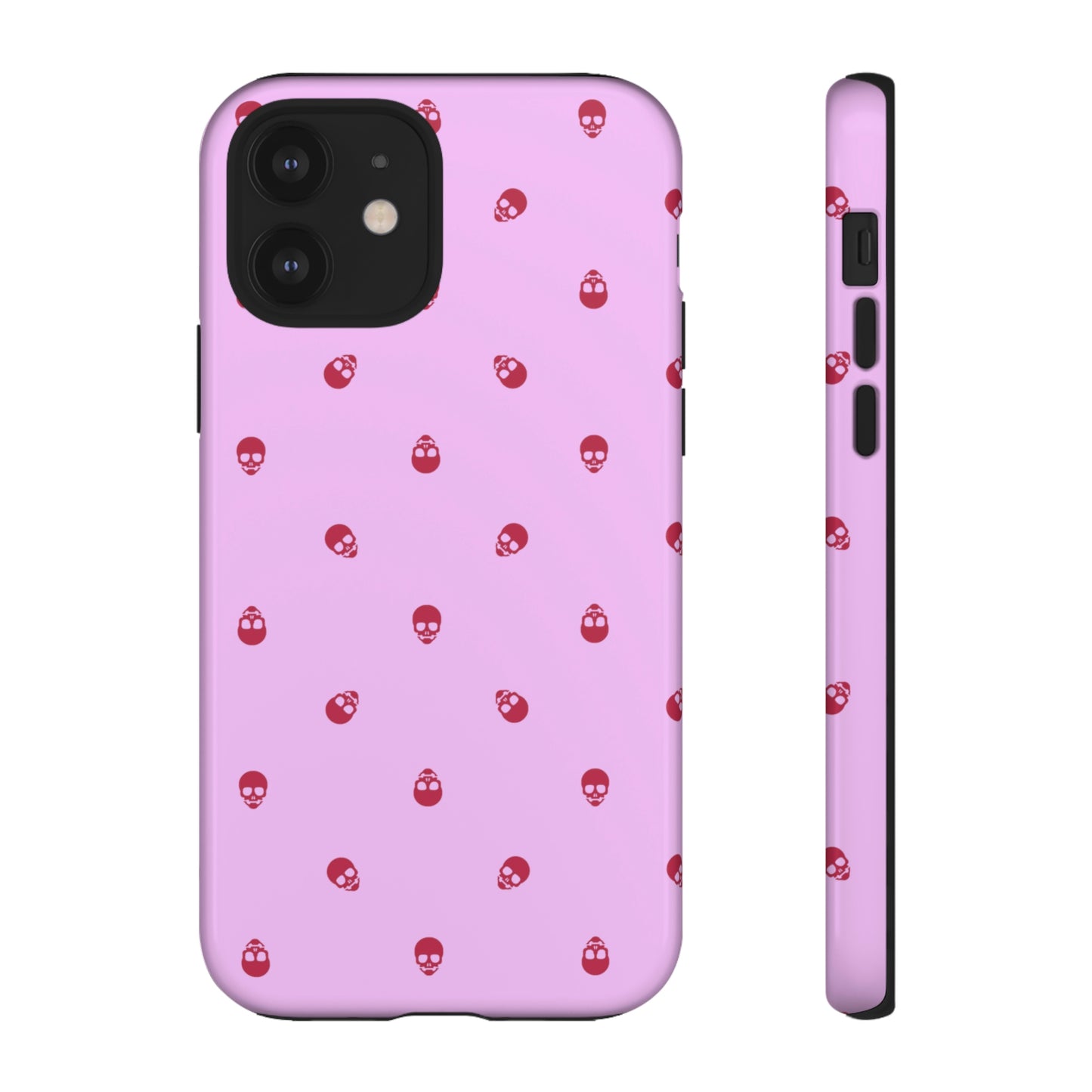 Tough Cases for Iphone, Samsung, Pixel - Viva Magenta Skulls Pattern on Fondant Pink