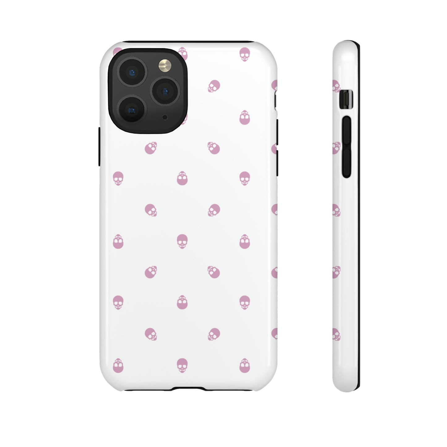 Tough Cases for Iphone, Samsung, Pixel - Fondant Pink Skull Pattern on White