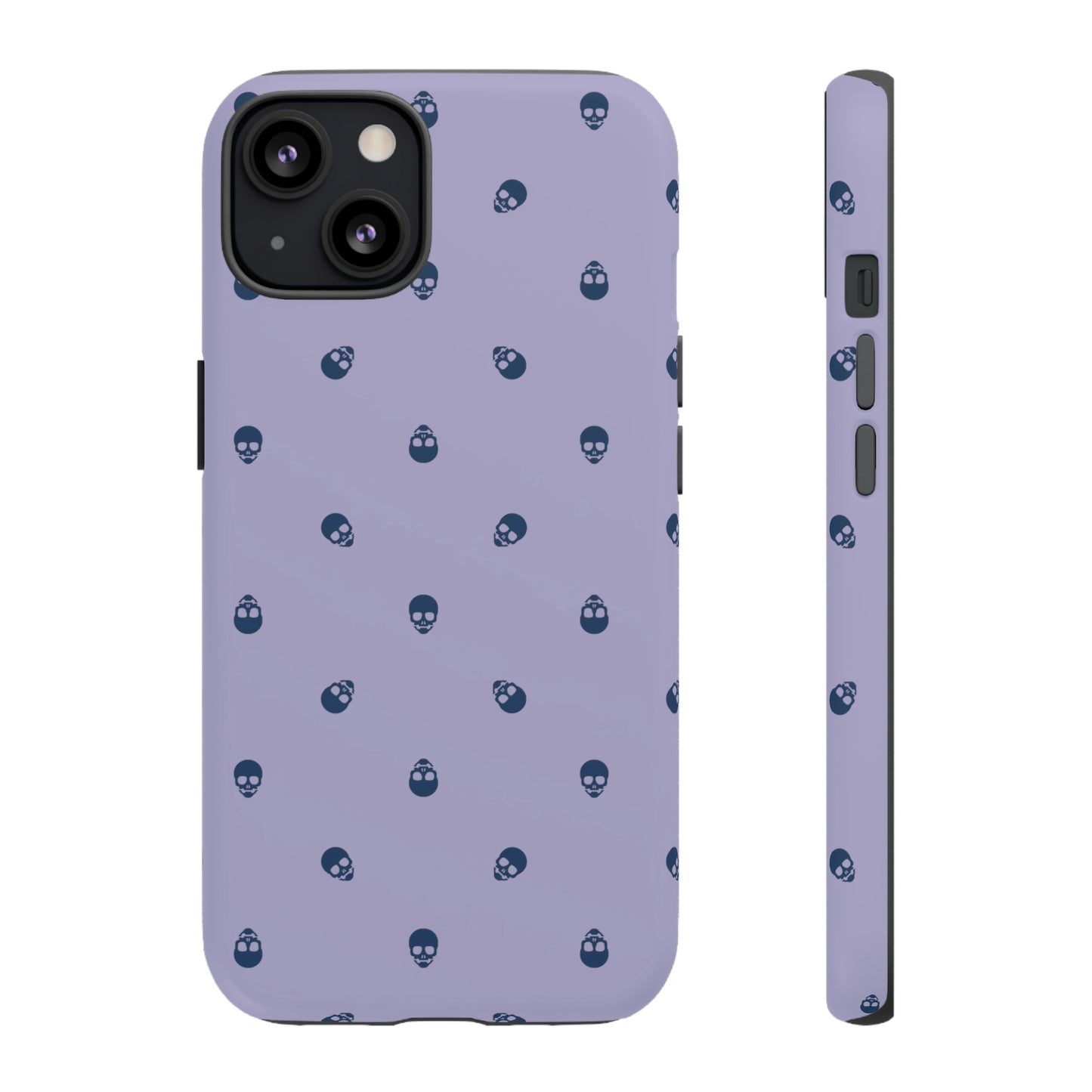 Tough Cases for Iphone, Samsung, Pixel - Lazuli Blue Skulls Pattern on Digital Lavender