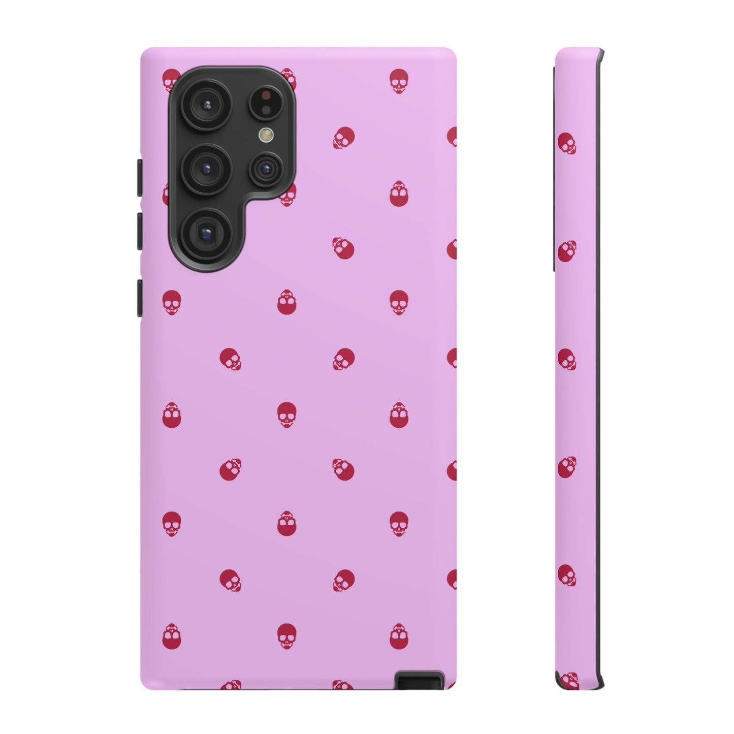 Tough Cases for Iphone, Samsung, Pixel - Viva Magenta Skulls Pattern on Fondant Pink