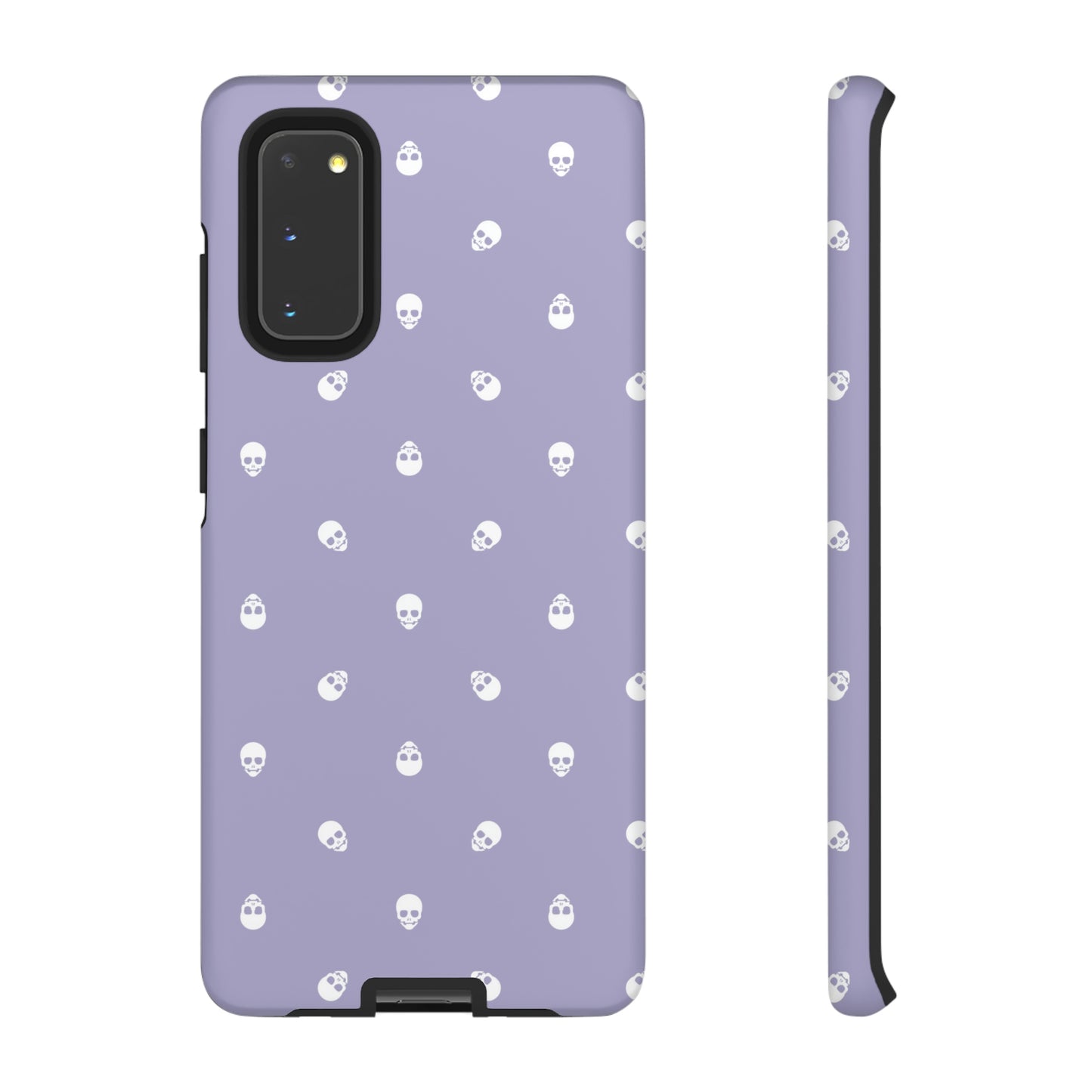 Tough Cases for Iphone, Samsung, Pixel - White Skulls Pattern on Digital Lavender