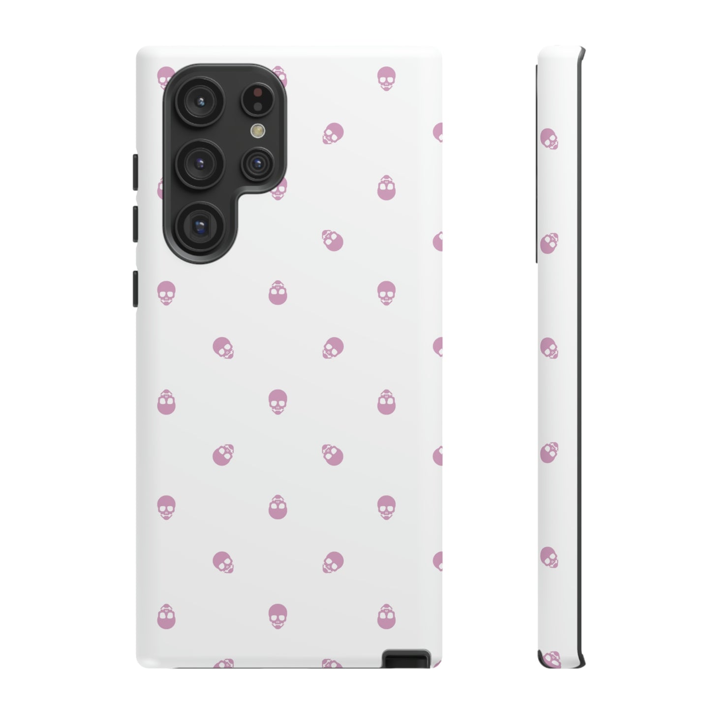 Tough Cases for Iphone, Samsung, Pixel - Fondant Pink Skull Pattern on White