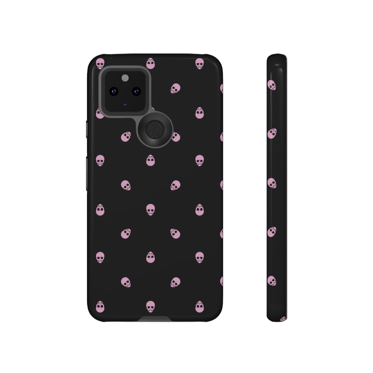 Tough Cases for Iphone, Samsung, Pixel - Fondant Pink Skulls Pattern on Black