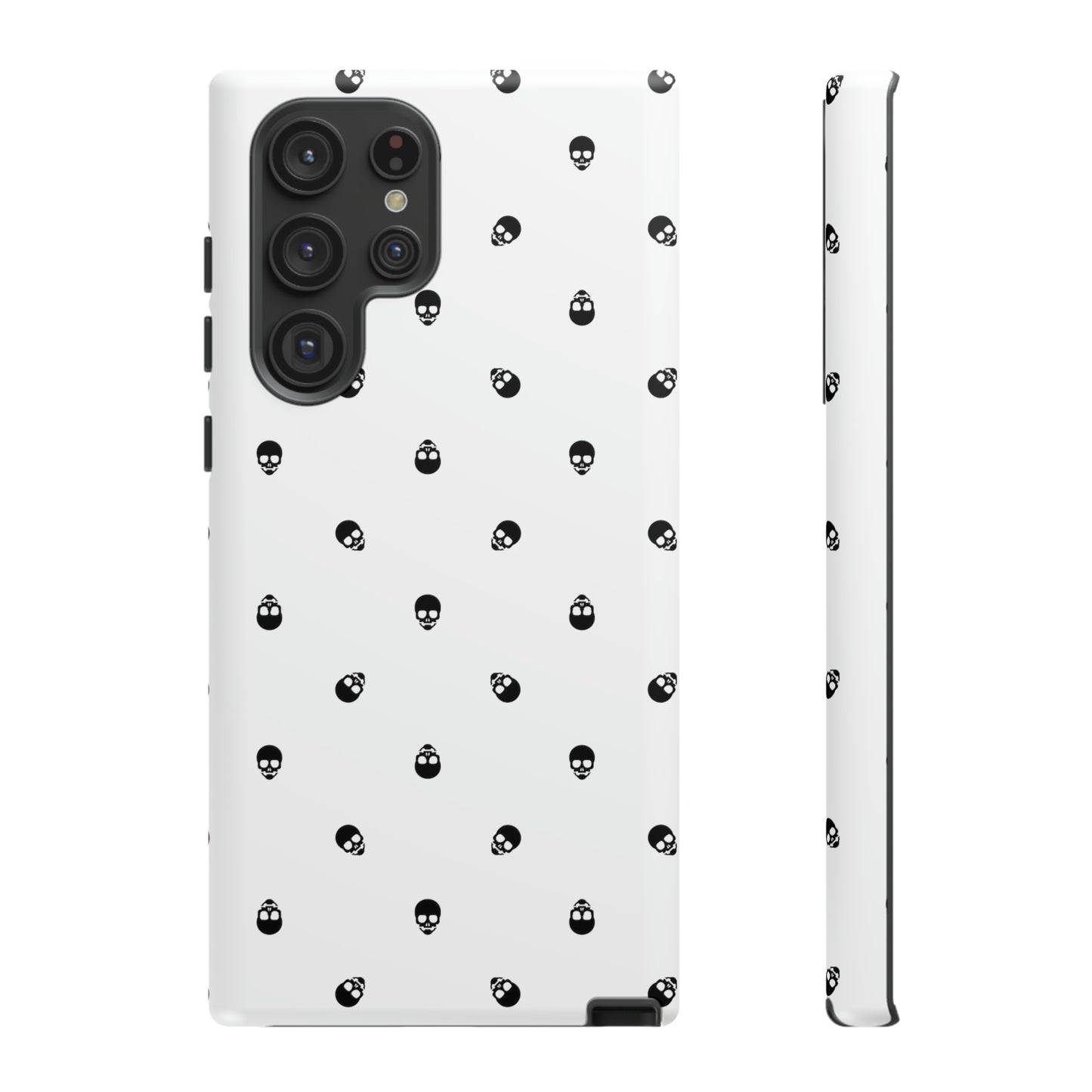 Tough Cases for Iphone, Samsung, Pixel - Black Skull Pattern on White