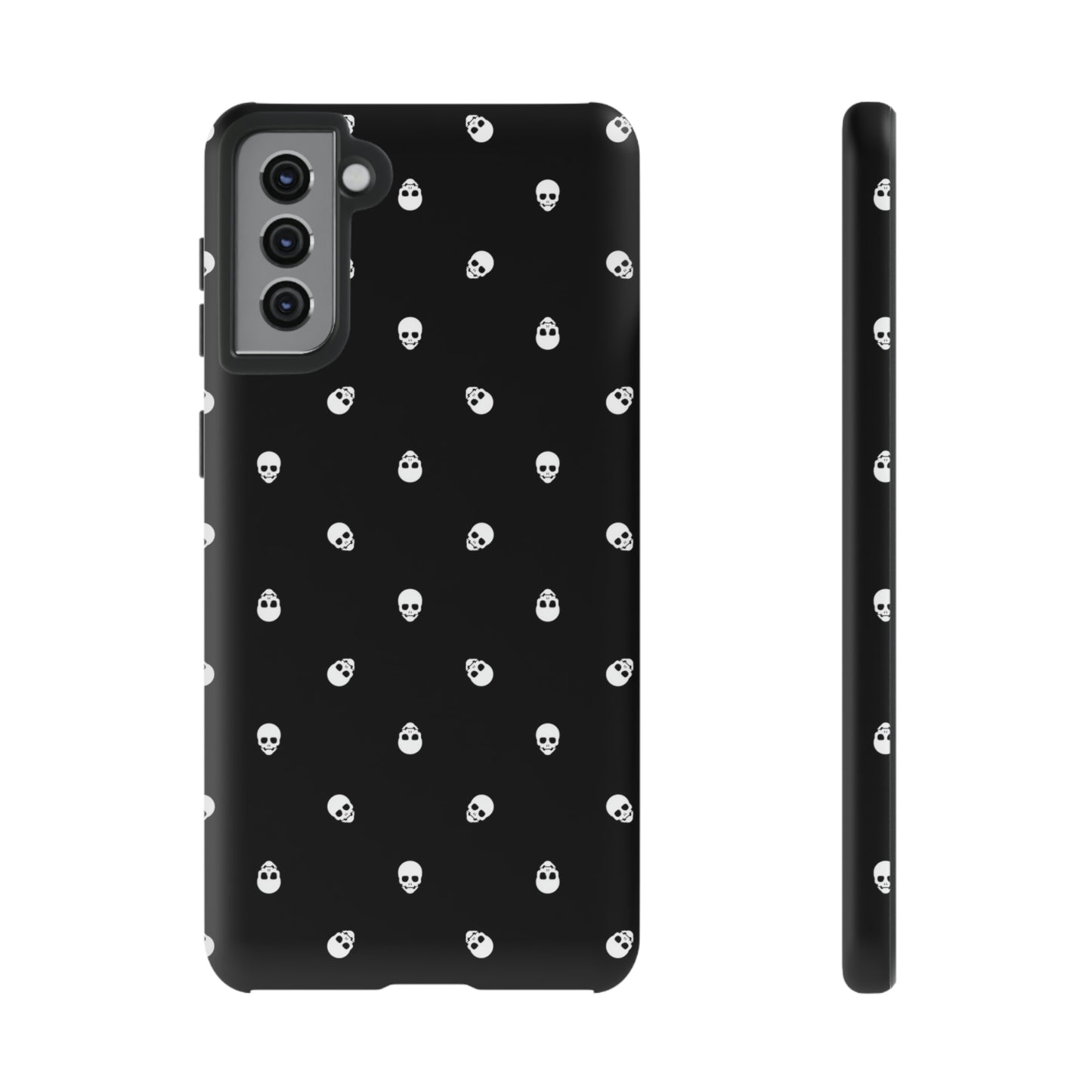 Tough Cases for Iphone, Samsung, Pixel - White Skulls on Black