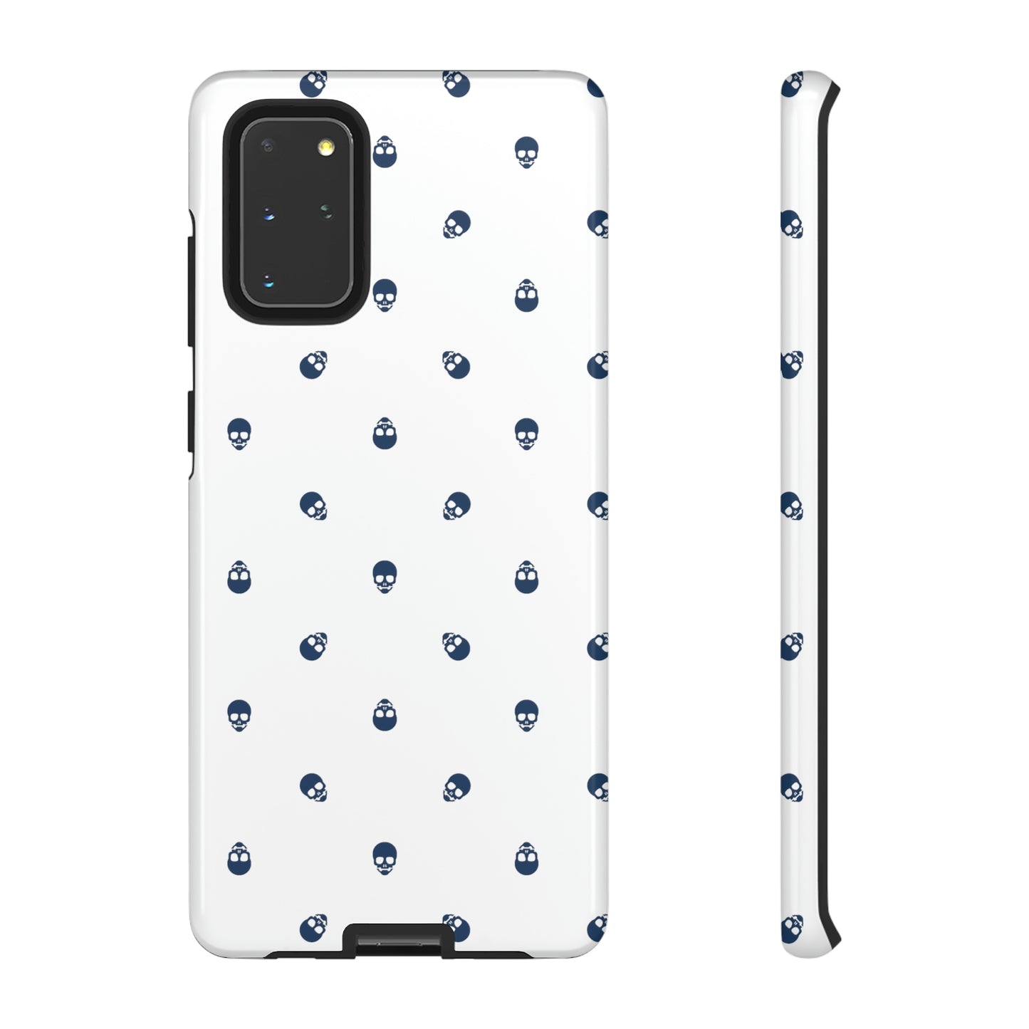 Tough Cases for Iphone, Samsung, Pixel - Lazuli Blue Skulls Pattern on White