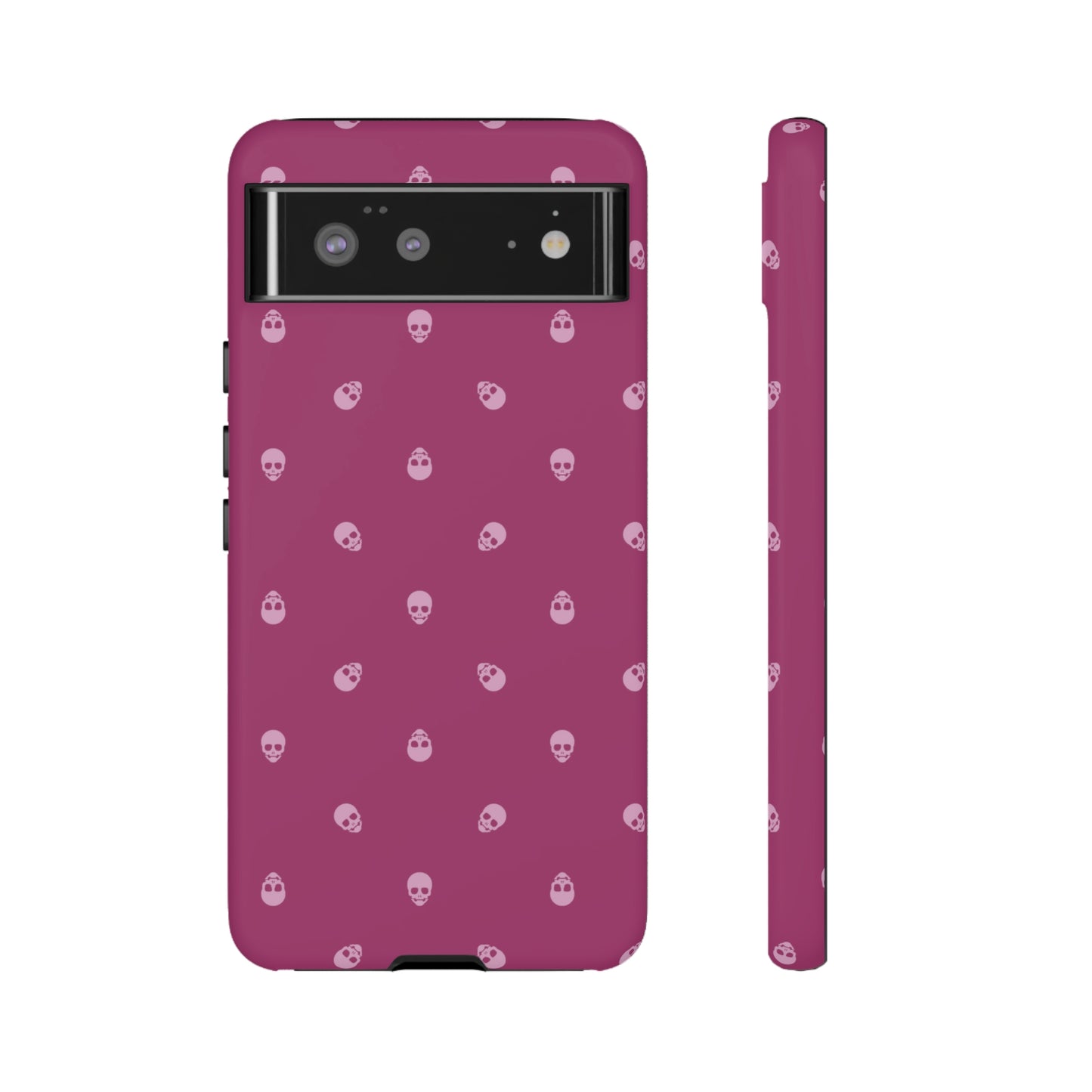 Tough Cases for Iphone, Samsung, Pixel - Fondant Pink Skulls Pattern on Orchid Flower