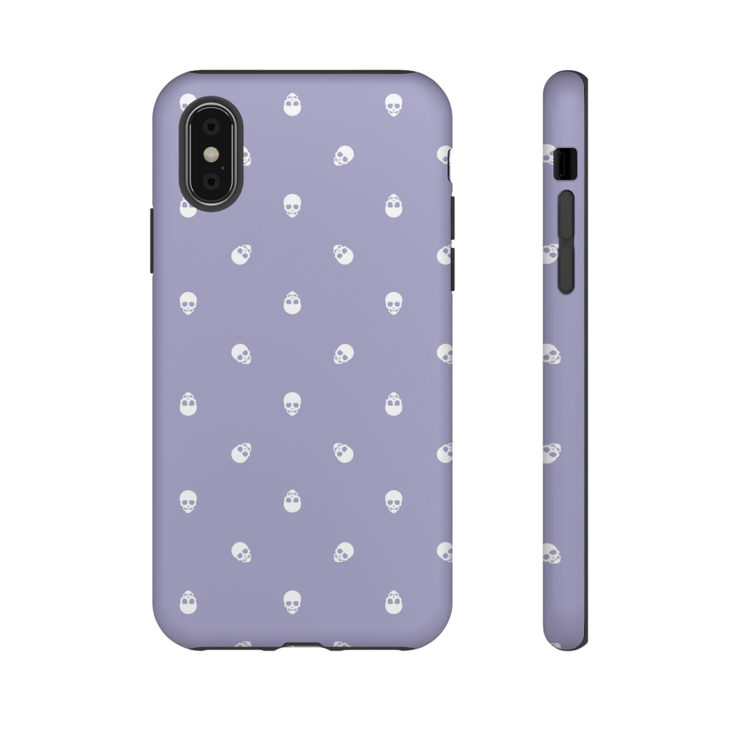 Tough Cases for Iphone, Samsung, Pixel - White Skulls Pattern on Digital Lavender