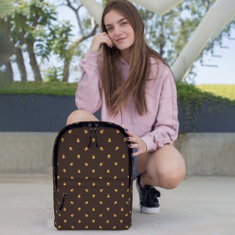 Backpack in Dark Oak with Honeycomb Skull Pattern